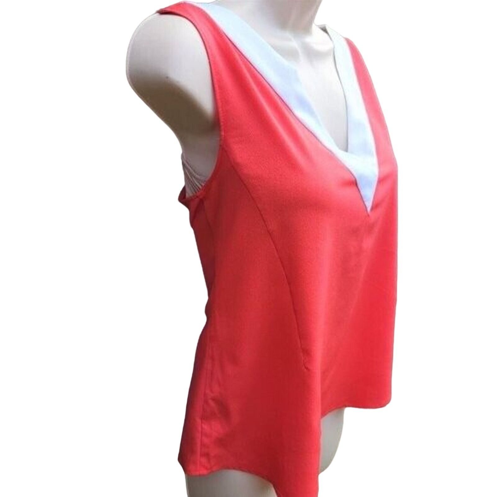 Banana Republic Banana Republic Women's Tank Small Coral White V-Neck Size S / US 4 / IT 40 - 6 Thumbnail