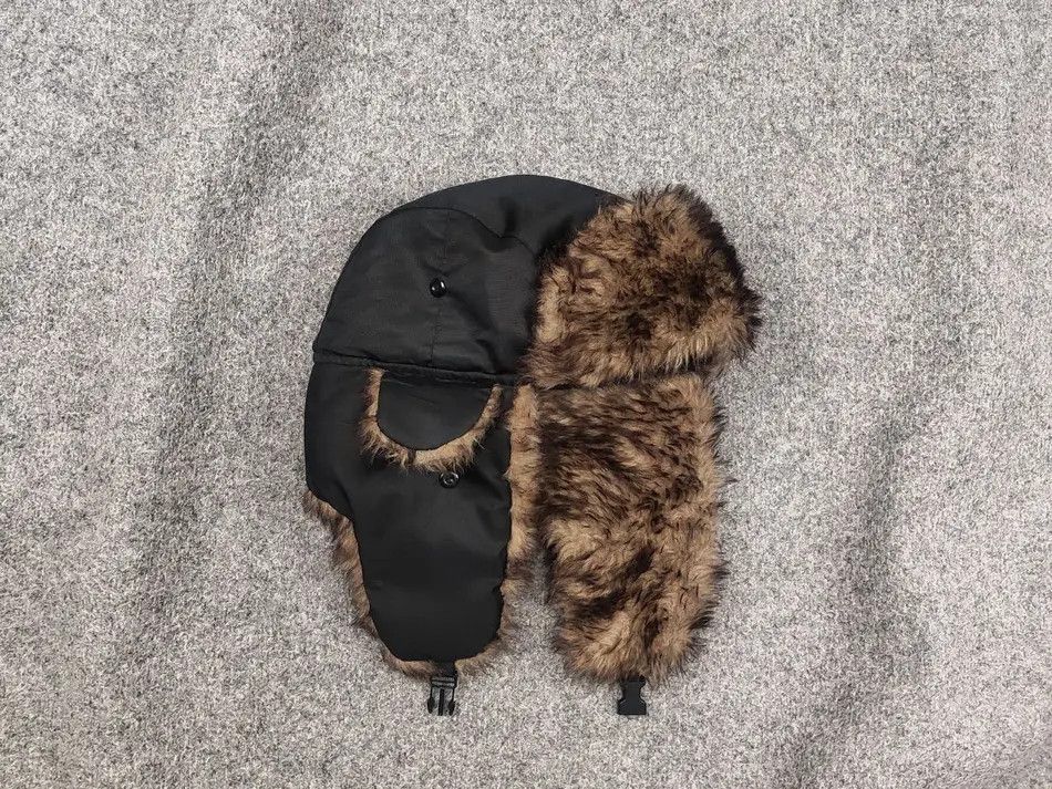 If Six Was Nine Vintage Y2K Fuzzy Fur Ushanka Hat Black faded l.g.b. Style Size ONE SIZE - 1 Thumbnail