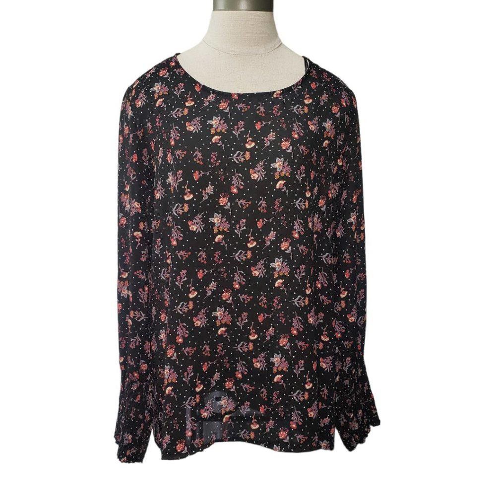 Designer CT378 Pleione Ladies Black Floral Long Sleeve Blouse XL Size XL / US 12-14 / IT 48-50 - 1 Thumbnail