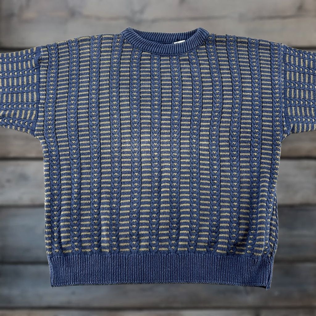 Vintage VINTAGE Savile Row Sweater Mens L Blue Green Pullover Geometric Cotton USA 90s Size US L / EU 52-54 / 3 - 1 Thumbnail