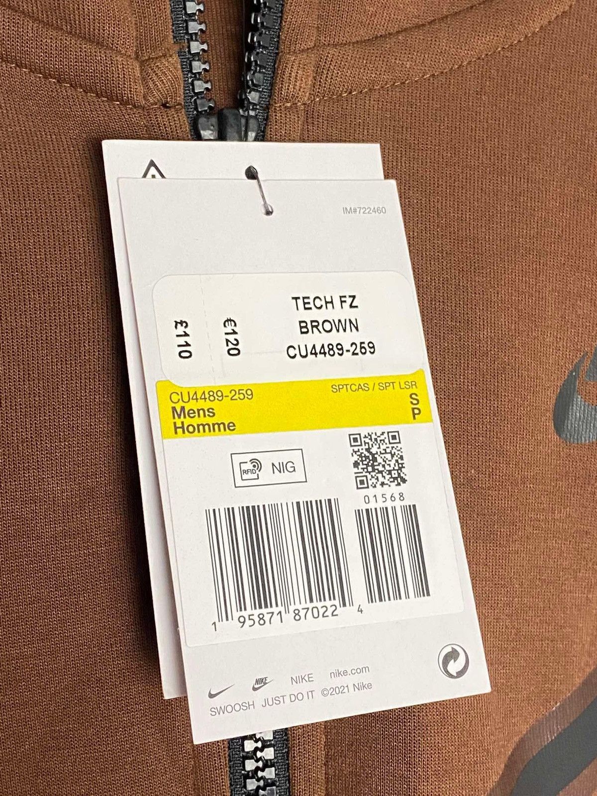 Nike New Nike Tech Fleece Full-Zip Hoodie Cacao Wow size S Size US S / EU 44-46 / 1 - 5 Thumbnail