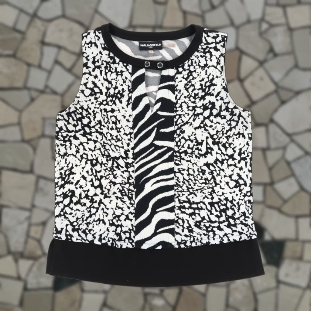 Karl Lagerfeld Karl Lagerfeld Animal Print Sleeveless Colorblock Top Women's S Shirt Size S / US 4 / IT 40 - 1 Thumbnail