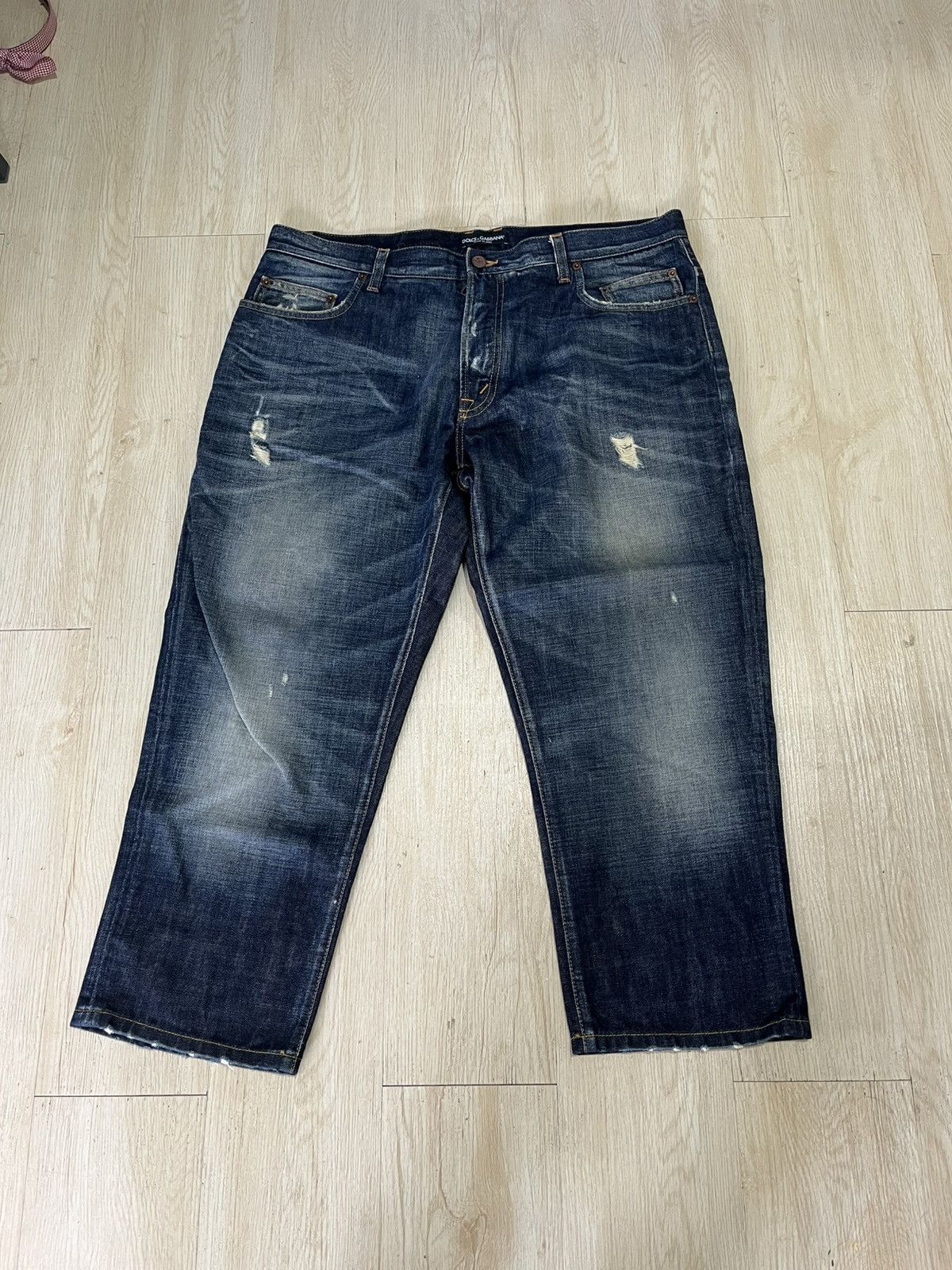 Dolce & Gabbana D&G (Dolce & Gabbana) Dark Blue Straight Leg Jeans Size US 38 / EU 54 - 1 Thumbnail