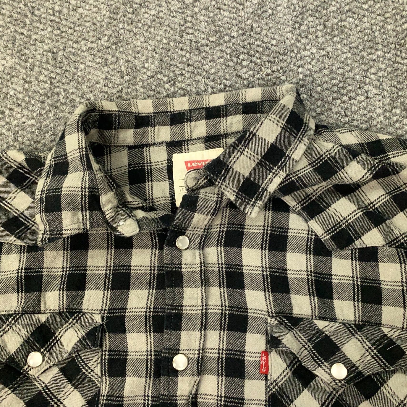 Levi's Levis Pearl Snap Shirt Mens M Black Plaid Western Long Sleeve Shirt Size US M / EU 48-50 / 2 - 5 Thumbnail