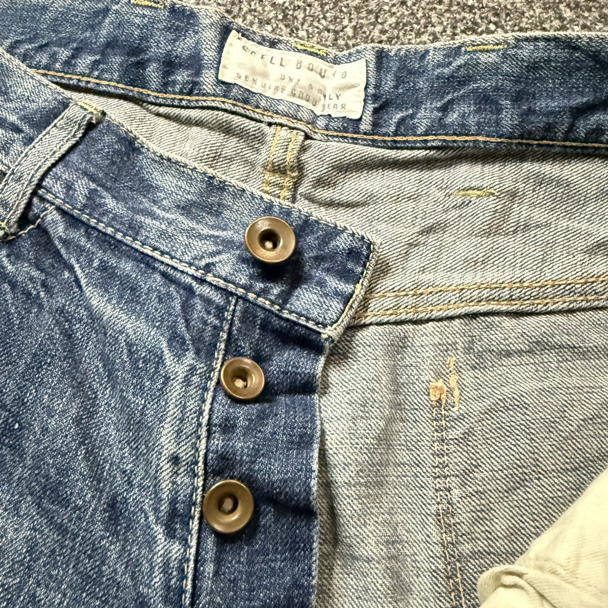 Japanese Brand 🔥🇯🇵 Archival Spellbound Domingo Distressed Fatique Denim Size US 35 - 10 Thumbnail