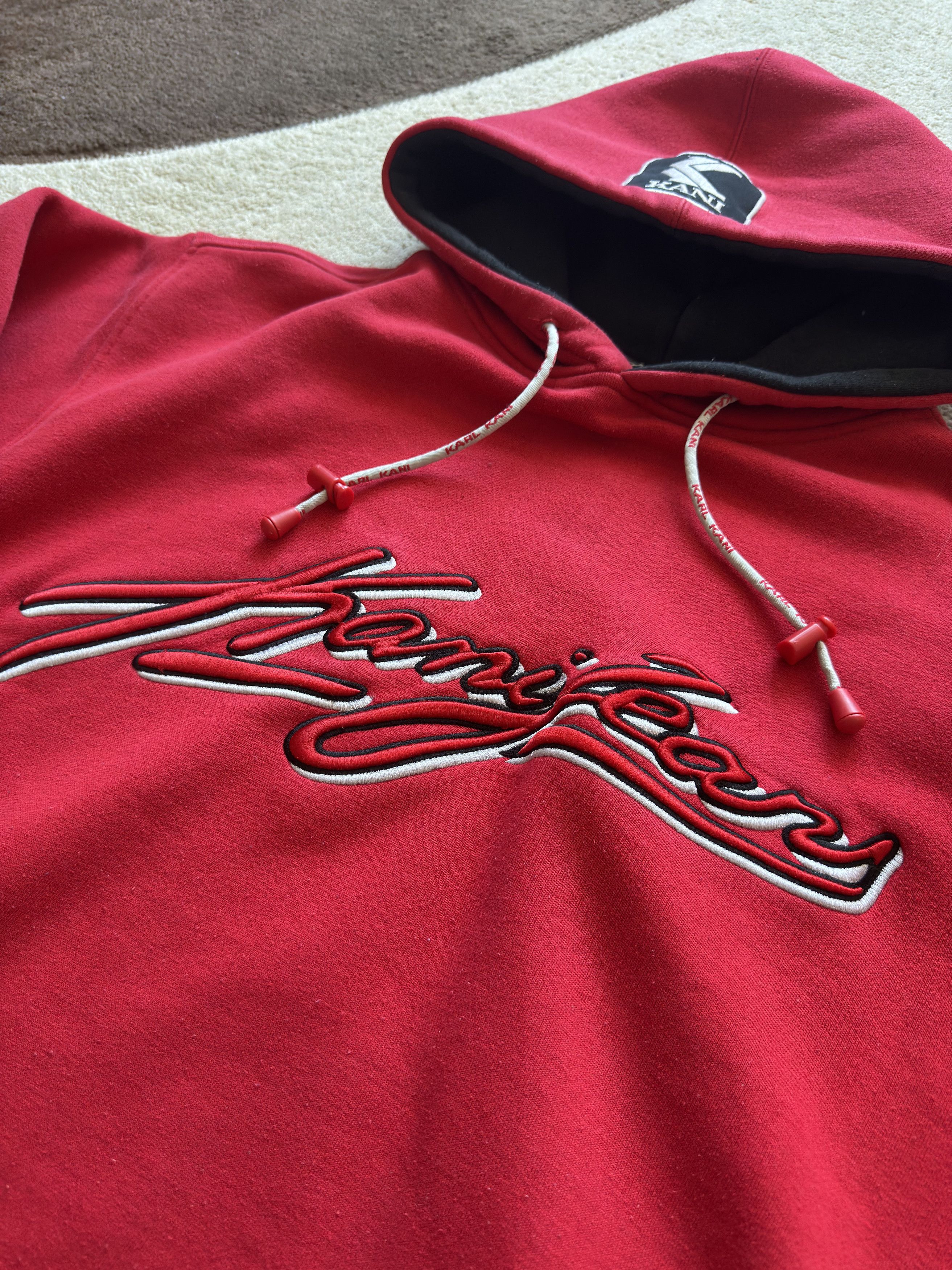 Karl Kani Vintage Hoodie Karl Kani Jeans Hip Hop Rap Boxy Red Spellout Size US M / EU 48-50 / 2 - 2 Thumbnail