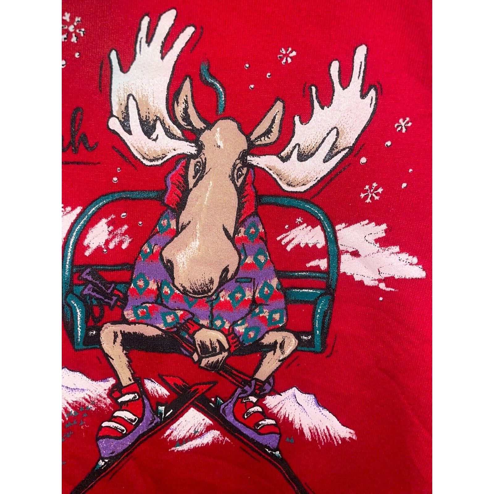 Jerzees Vintage Skiing Sweatshirt Crewneck Utah Skiing Moose VTG 90s Size US M / EU 48-50 / 2 - 2 Thumbnail