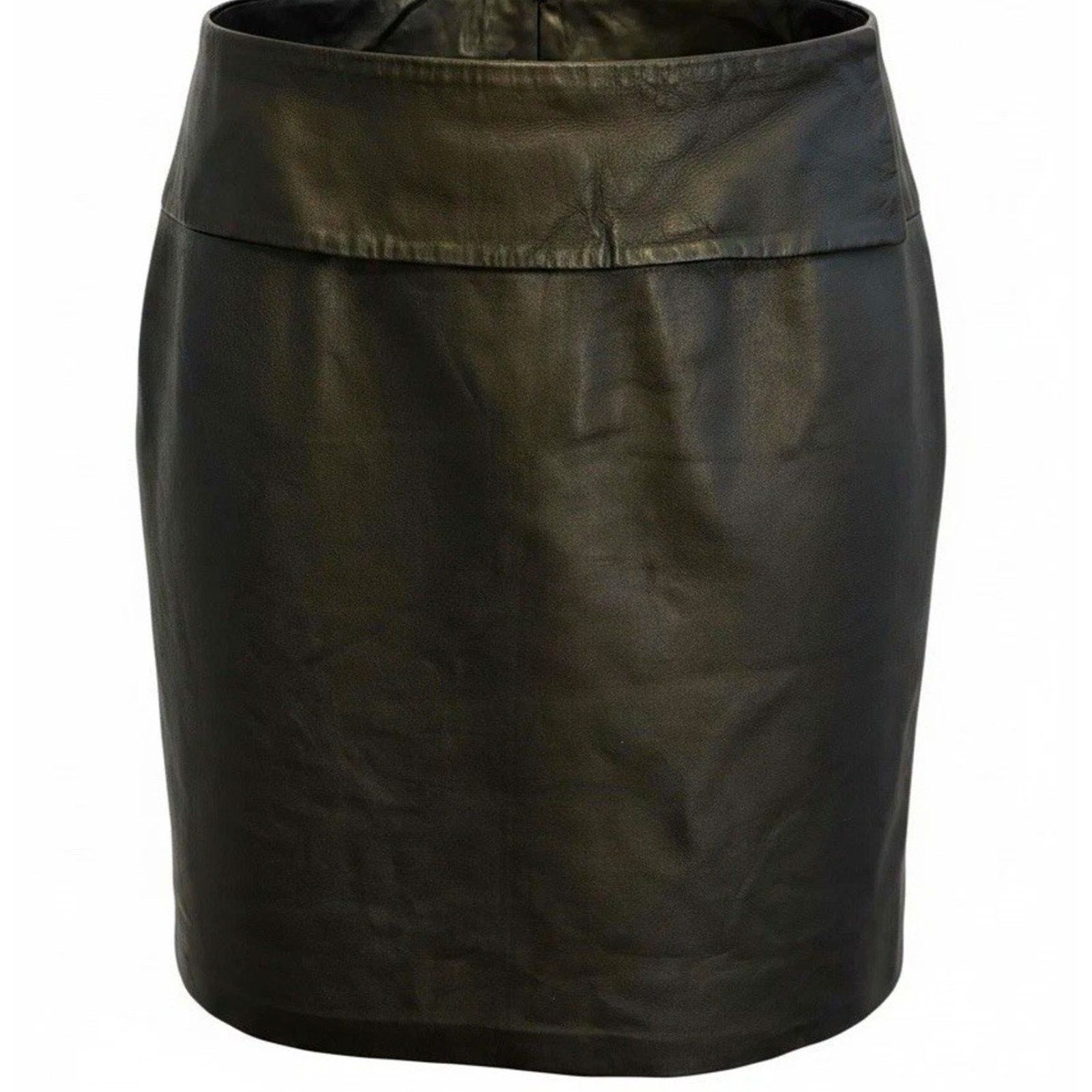I.N.C VTG Black Leather Mini Skirt Buckle Belt 80s Retro Sexy 12 Size 34" / US 12 / IT 48 - 1 Thumbnail