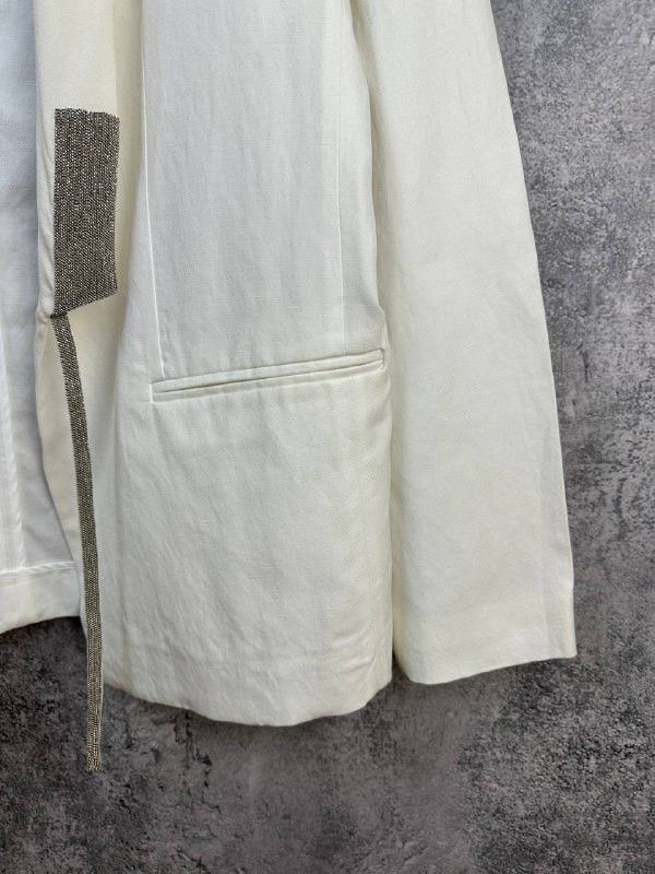 Fabiana Filippi Fabiana Filippi Open Front Embellished Trim Blazer Linen Size M / US 6-8 / IT 42-44 - 8 Thumbnail