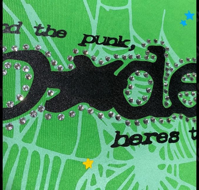 Sp5der Sp5der Punk V2 Rhinestone Hoodie Slime Green (XL) Size US XL / EU 56 / 4 - 4 Thumbnail