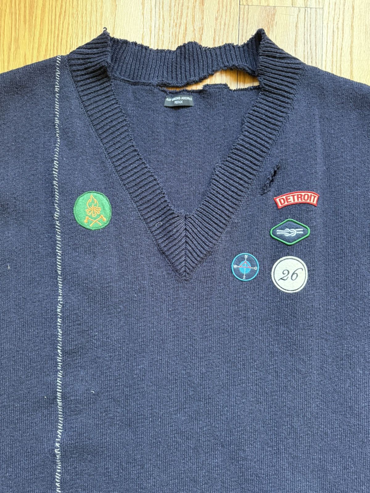 Raf Simons Archive Redux Distressed Oversized Sweater Vest