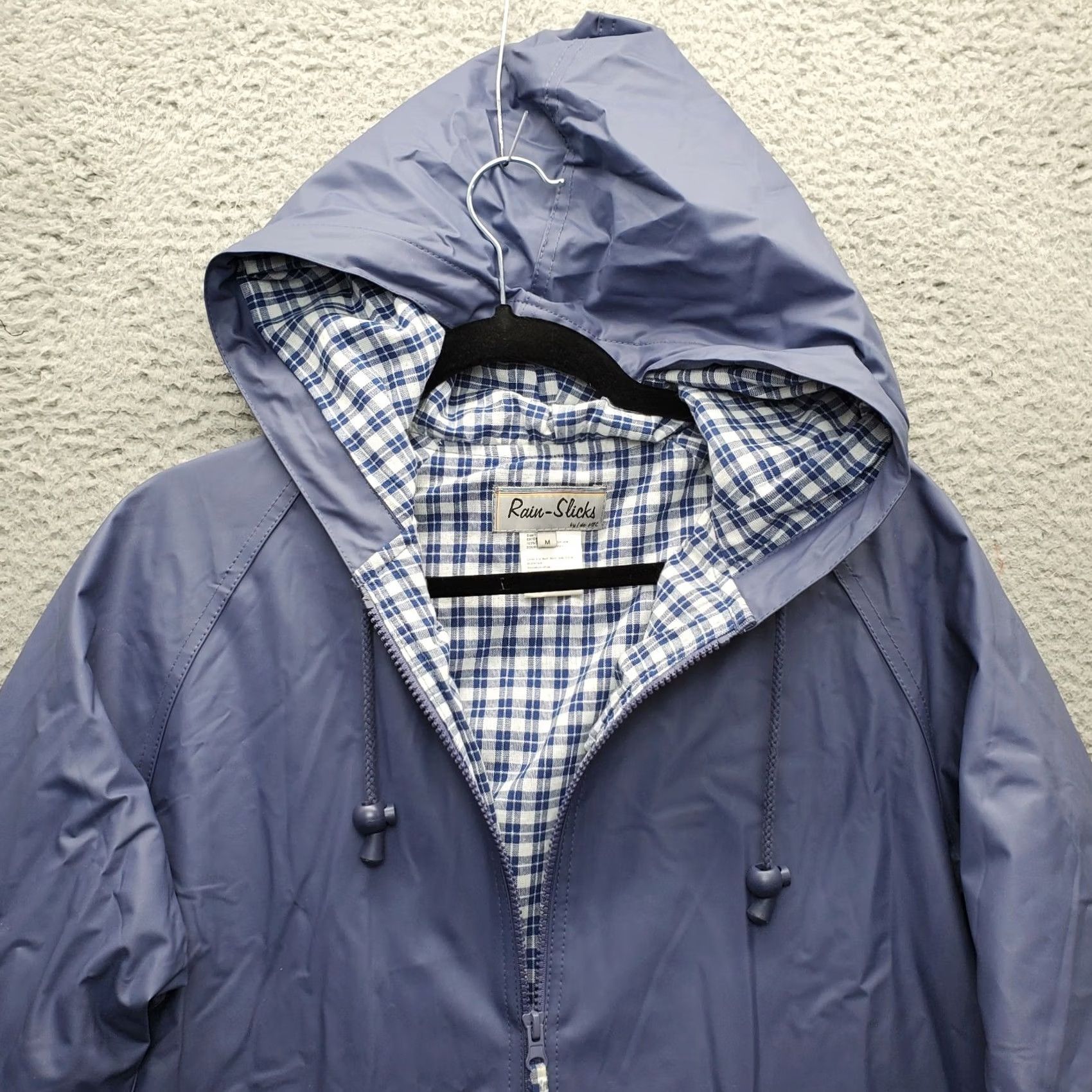 Vintage Rain-Shine Hooded Jacket Womens M Blue Plaid Lined Thermal Full Zip Shirt Womens M Blue Plaid Thermal Full Zip Size M / US 6-8 / IT 42-44 - 7 Thumbnail