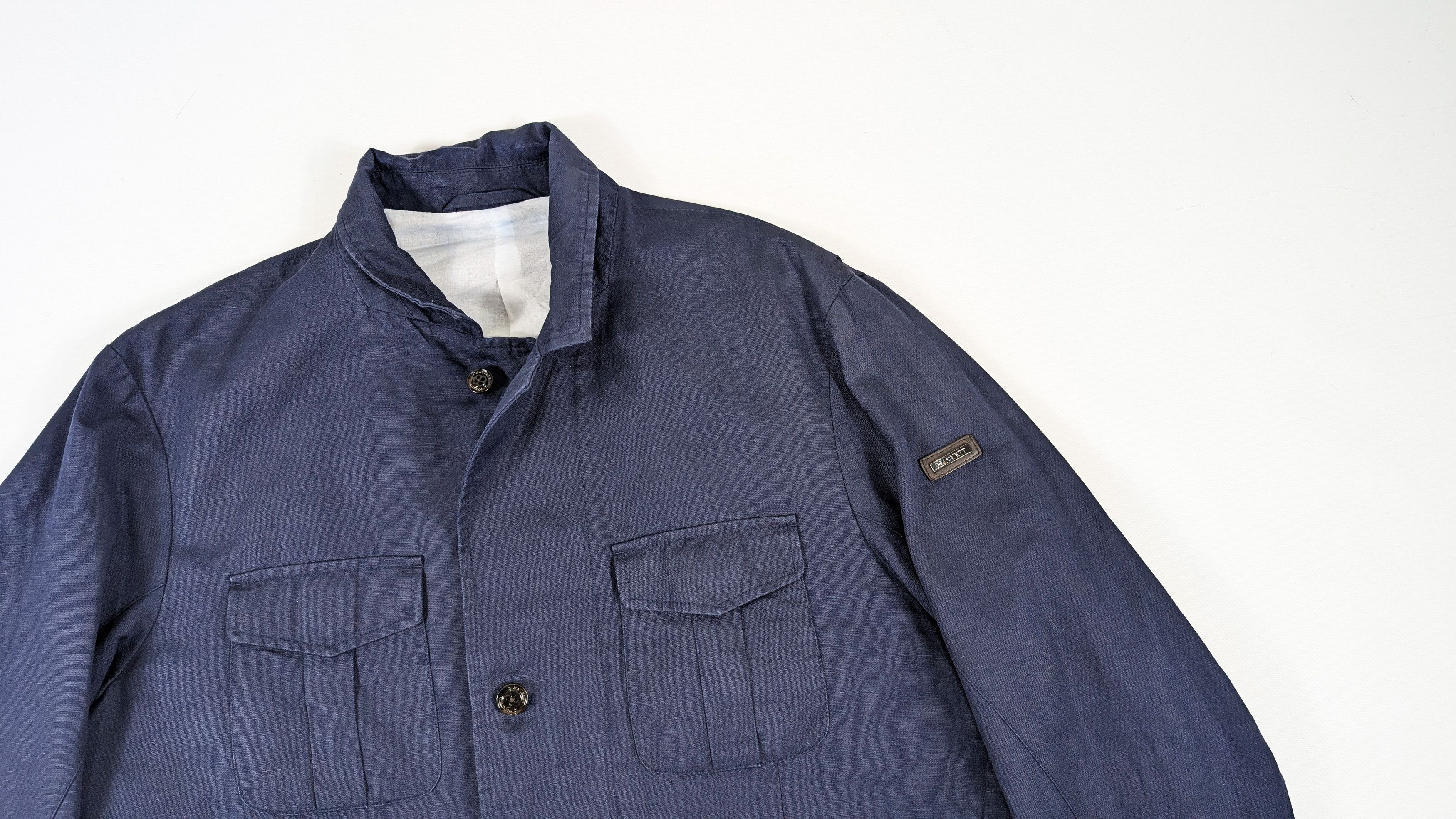 Hackett Hackett London Waxed Cotton Linen Safari Navy Jacket Size US XXL / EU 58 / 5 - 2 Thumbnail