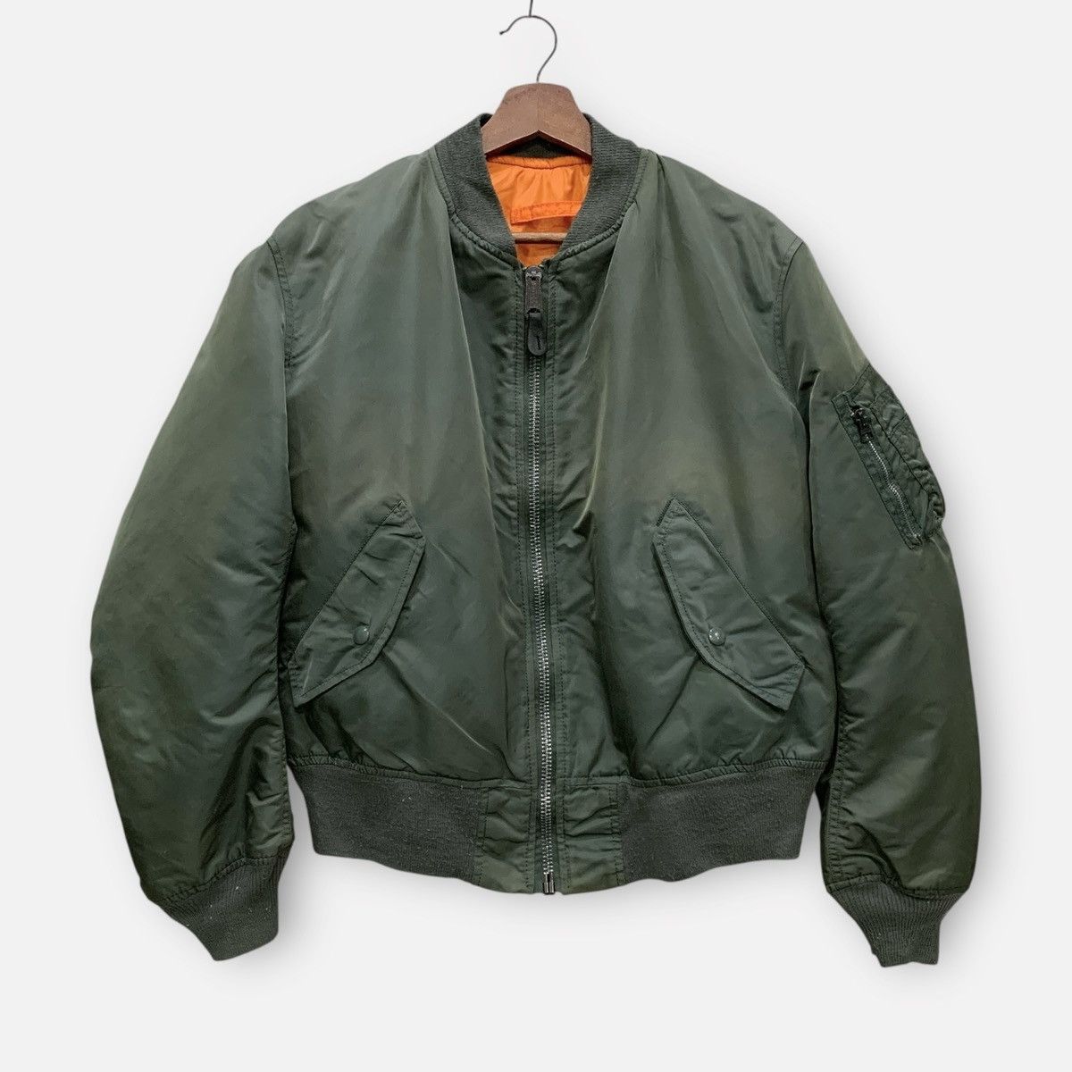Alpha Industries Vintage USAF MA 1 Reversible Flight Bomber Jacket Size US M / EU 48-50 / 2 - 1 Thumbnail