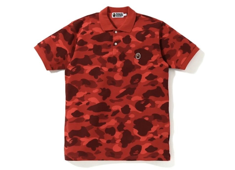 image of Bape Color Camo One Point Polo in Red, Men's (Size Small)