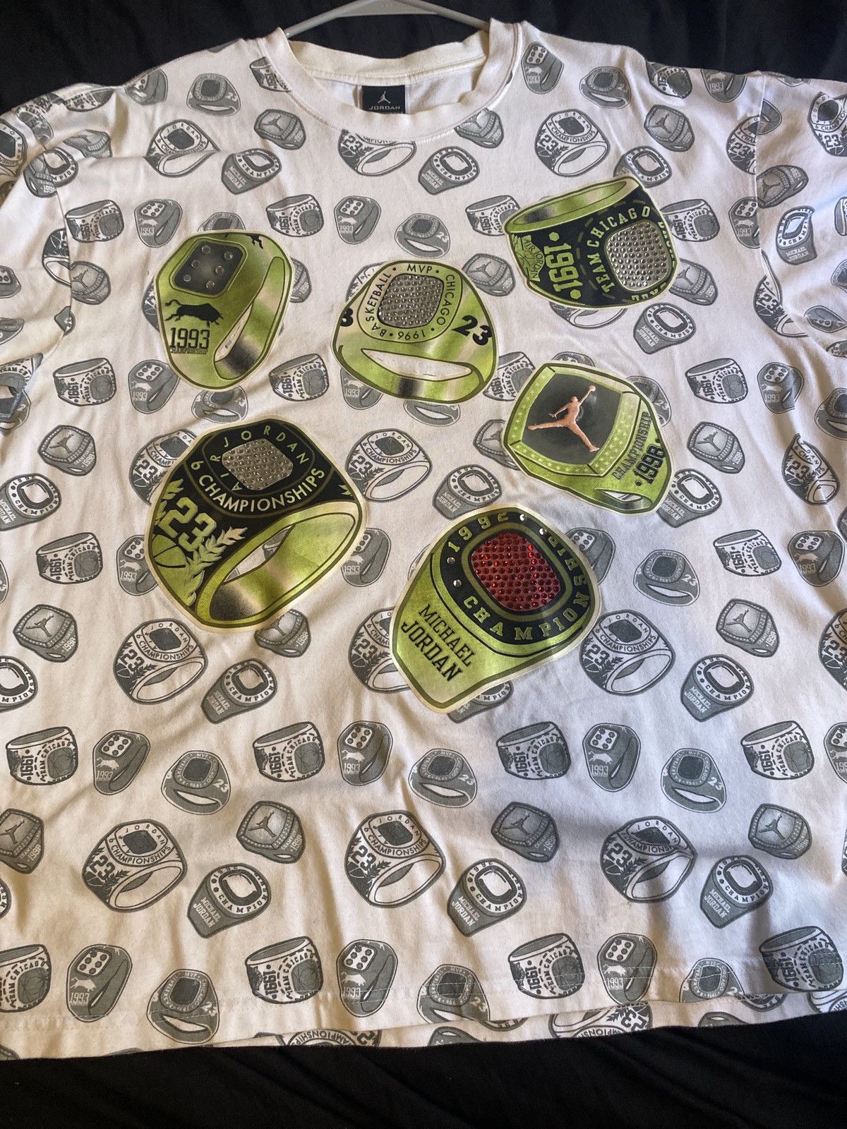 Jordan Brand Jordan 6 Rings Rhinestone Bling T Shirt Michael Jordan AOP Size US XL / EU 56 / 4 - 2 Thumbnail