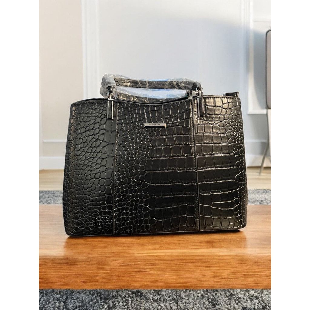 Unknown London SILVIAROSA Black Faux Leather Snakeskin Purse Handbag Size ONE SIZE - 1 Thumbnail