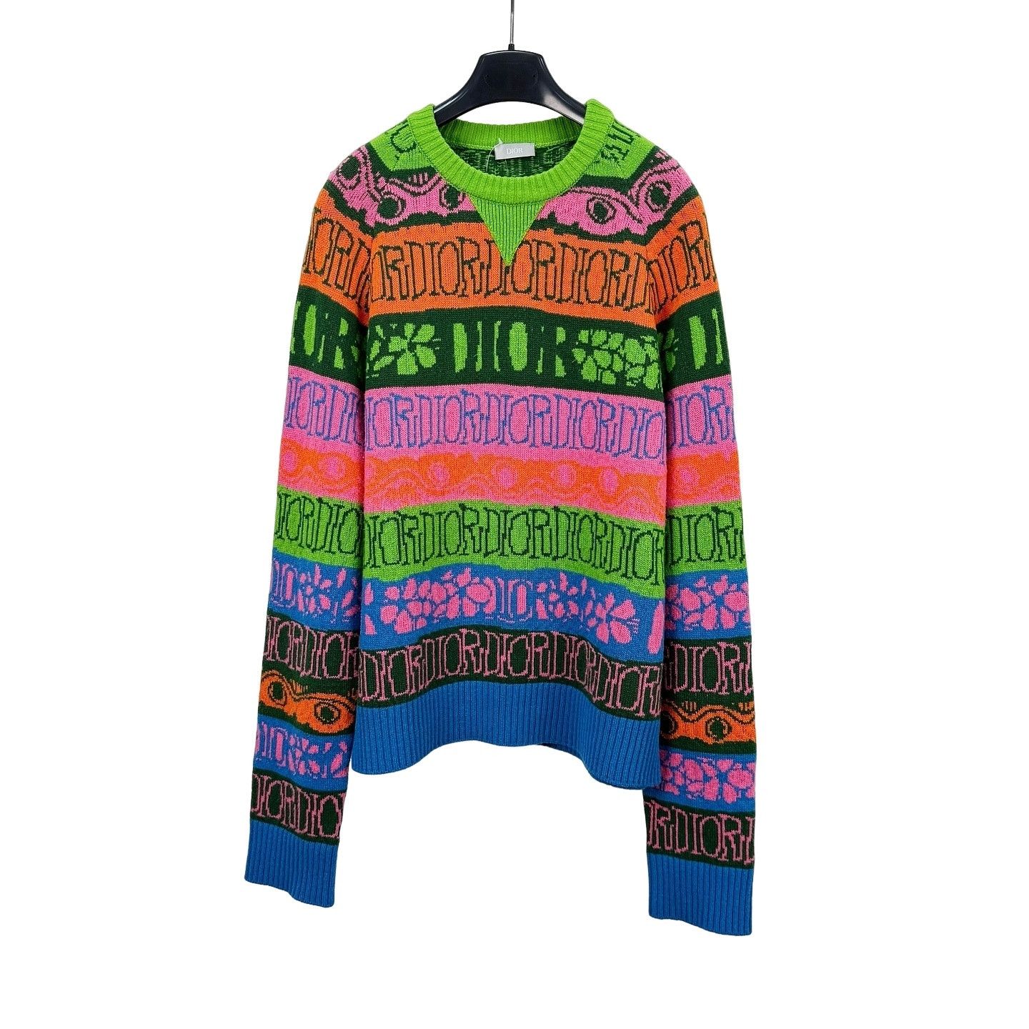 トップス DIOR MULTICOLOR WOOL JACQUARD SWEATER Dior Dior Multicolored Logo Jacquard Sweater Size L | Grailed