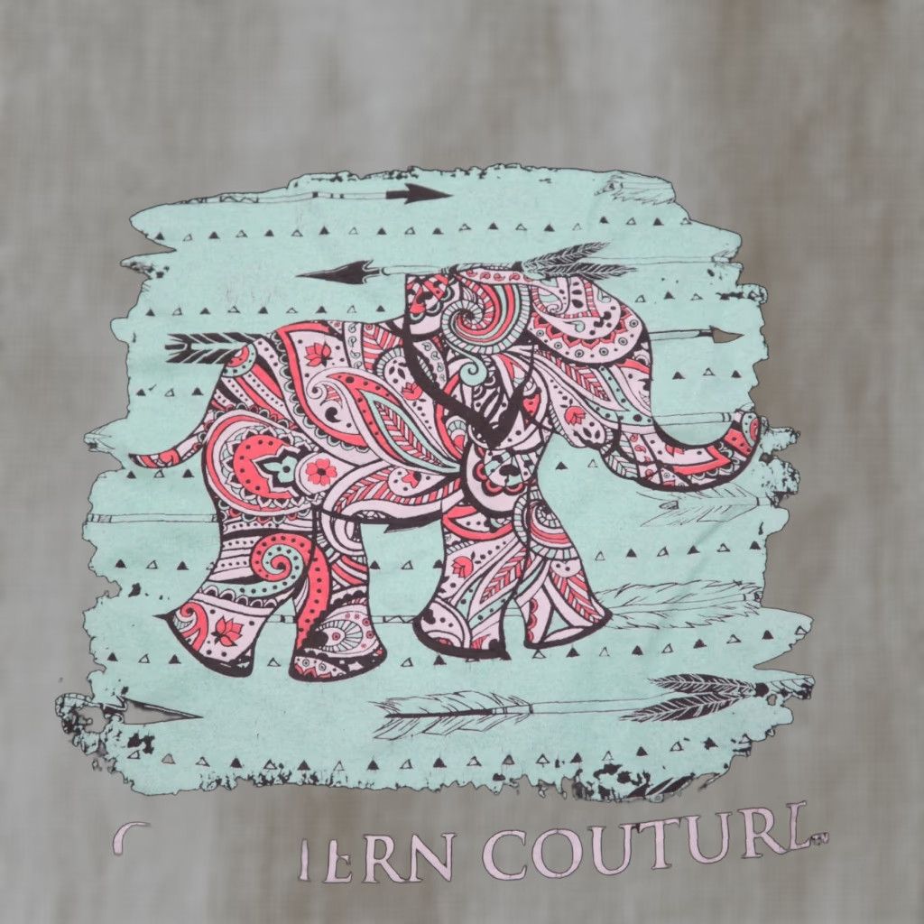Vintage Vintage Southern Couture Gray Paisley Elephant Short Sleeve T-Shirt Adult Medium Mens Size US 31 - 1 Thumbnail