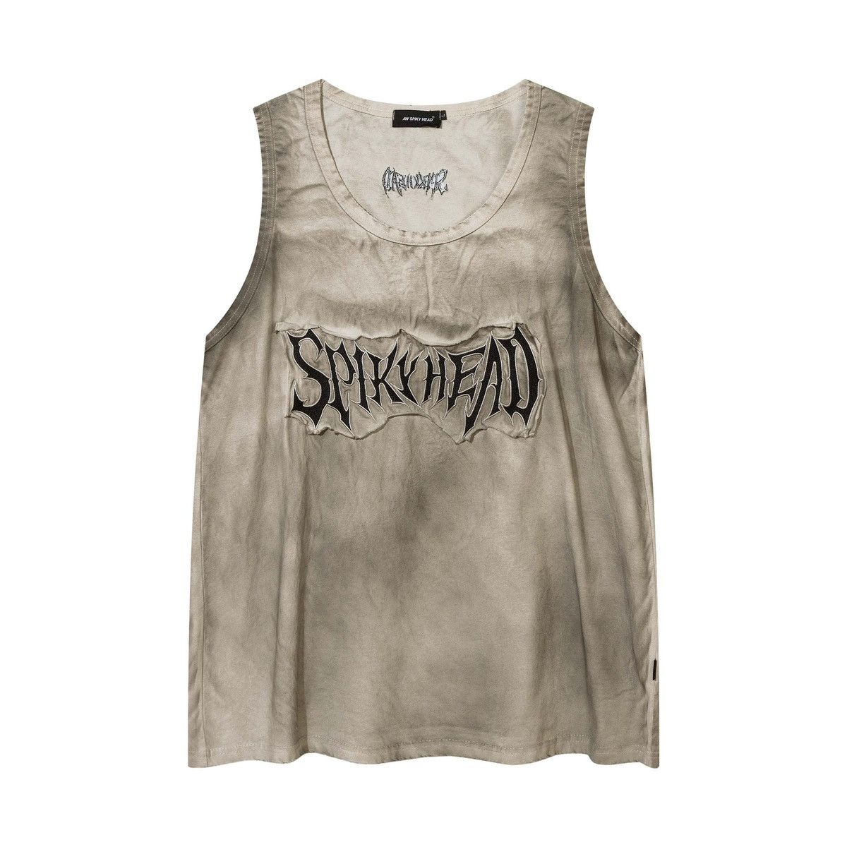 Vintage style metal core spikyhead gray beige tank top