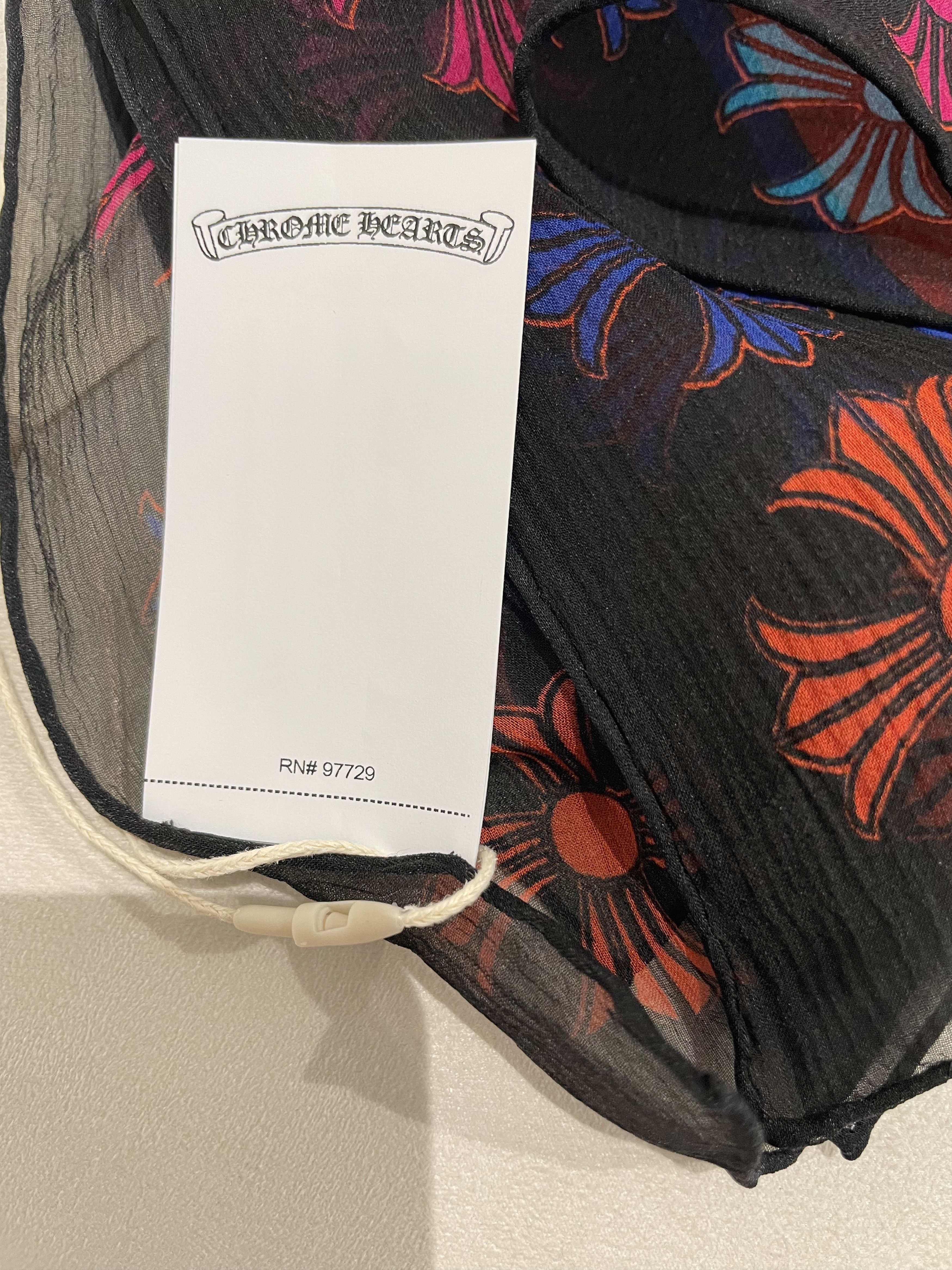 Chrome Hearts Chrome Hearts Mapplethorpe Multi-Color Cross Blue Silk Scarf Size ONE SIZE - 10 Thumbnail