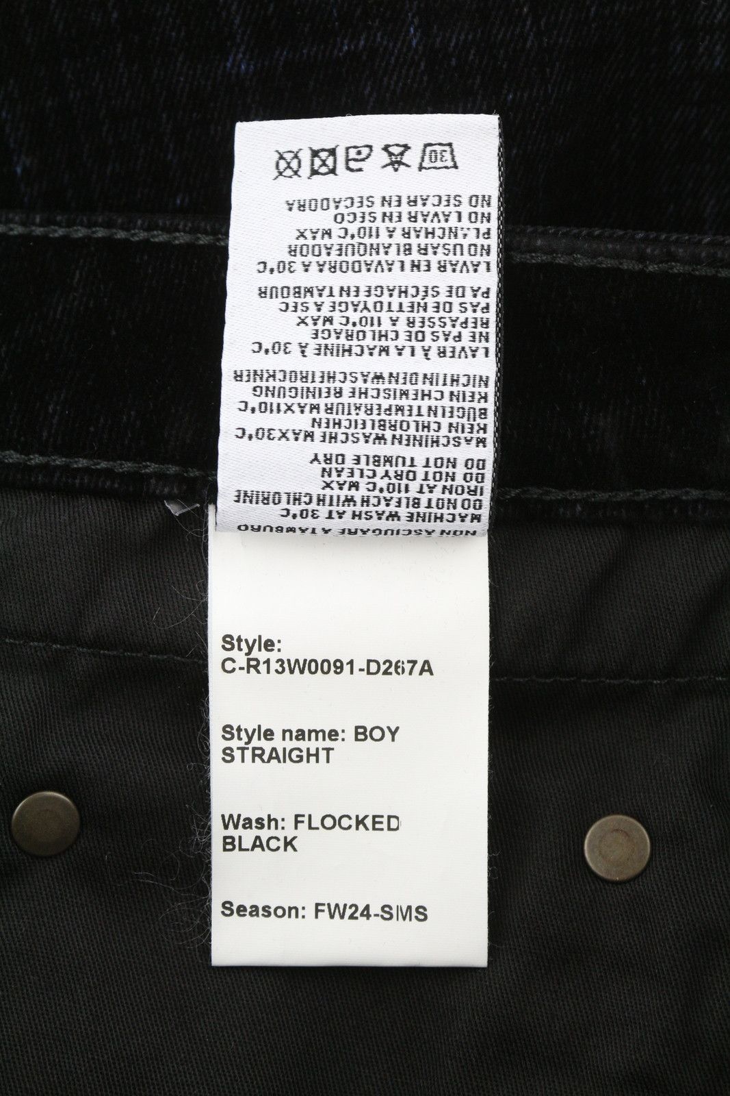 R13 BOY STRAIGHT 26 Flocked Black Velvet Cropped Dark 86252 Size 26" / US 2 / IT 38 - 8 Thumbnail