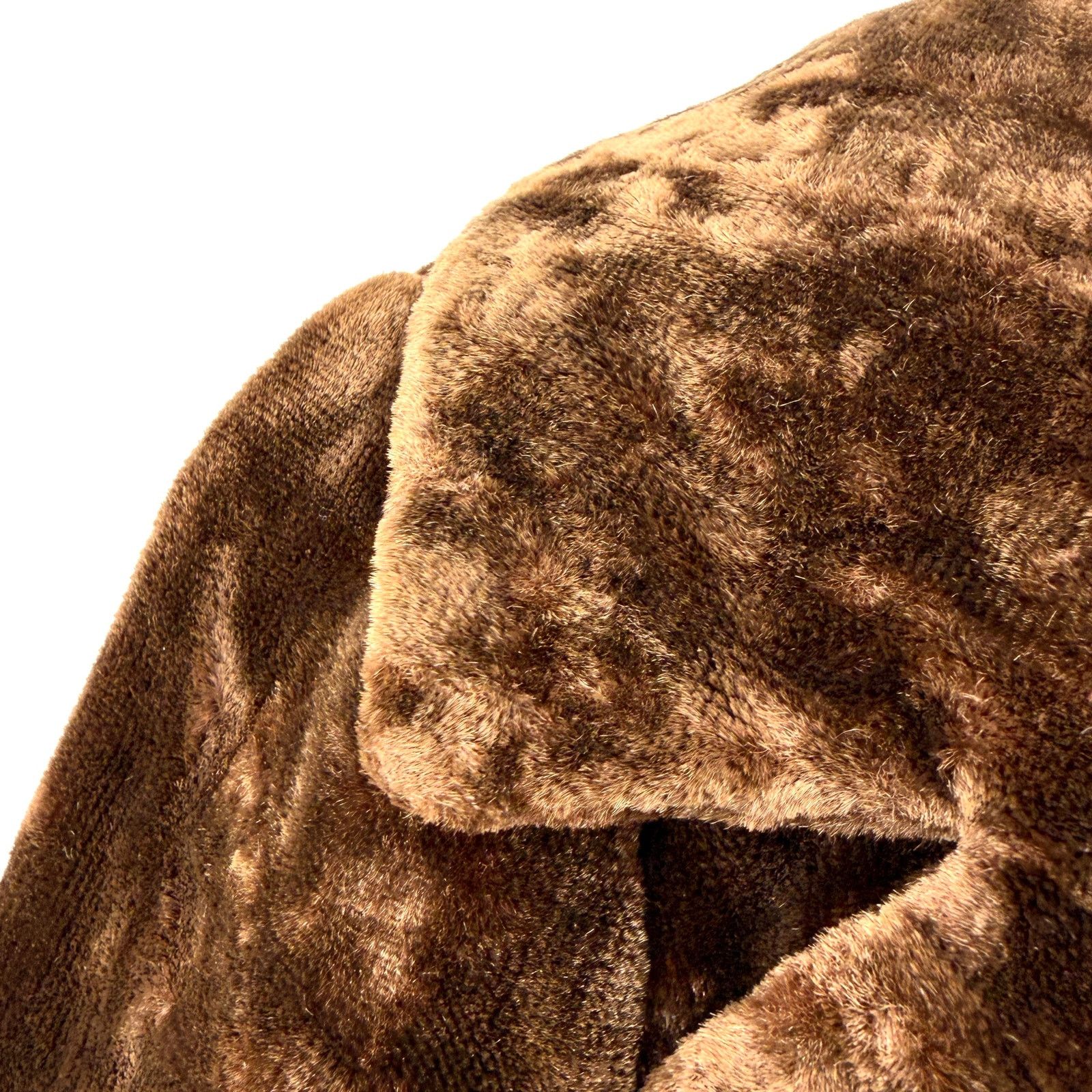 Vintage Vintage 50s Chocolate Brown Copper Faux Fur Belted Wrap Coat Size M / US 6-8 / IT 42-44 - 3 Thumbnail
