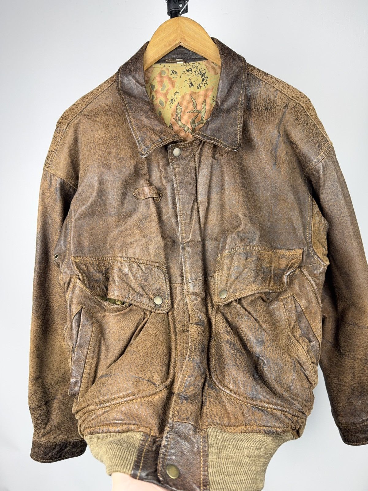 Vintage Vintage 90s Retro Leather Bomber Biker Moto Jacket Style Size US S / EU 44-46 / 1 - 4 Thumbnail