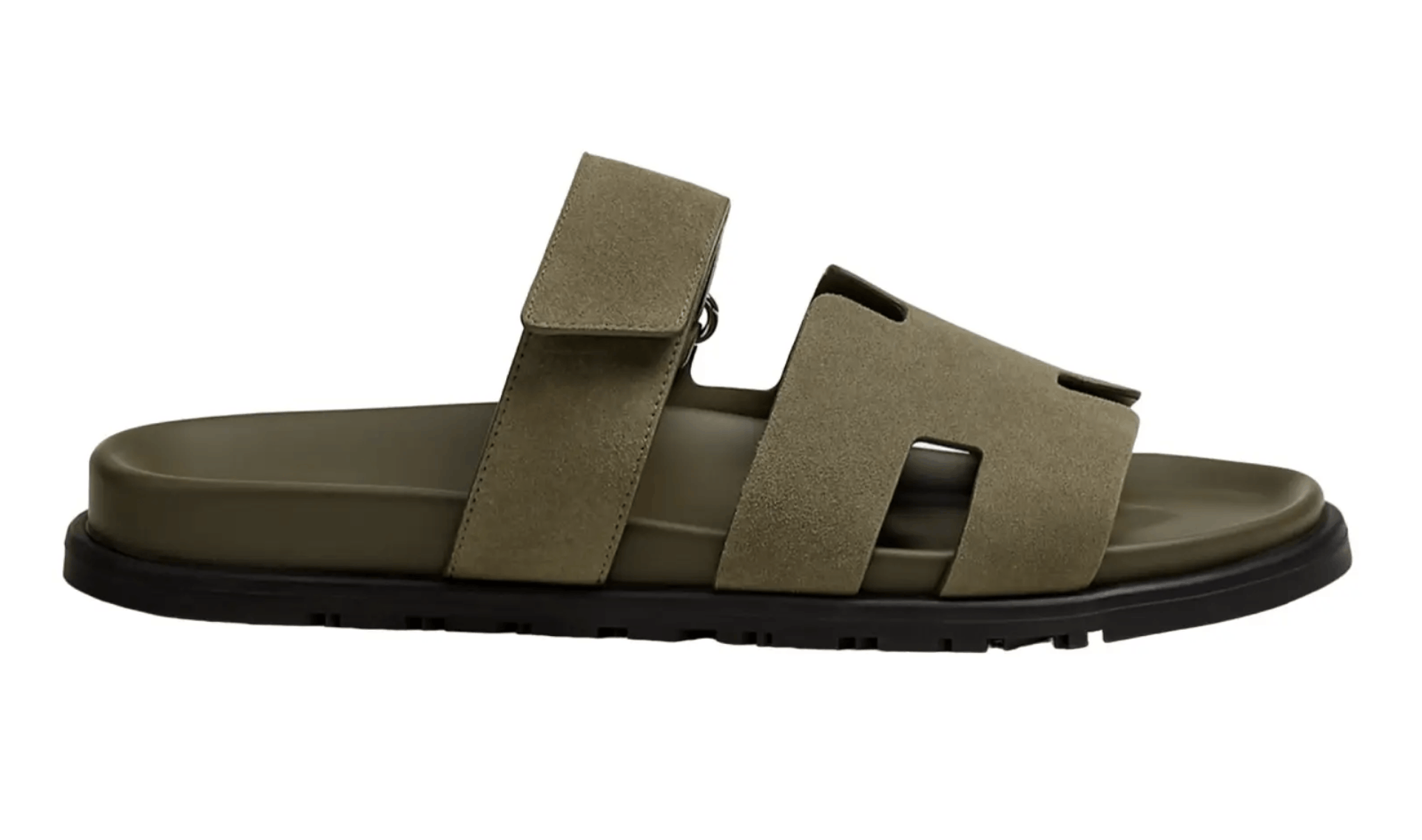 Hermes Chypre Sandal Suede Black H Logo Slide Flat 46 13 display picture 1