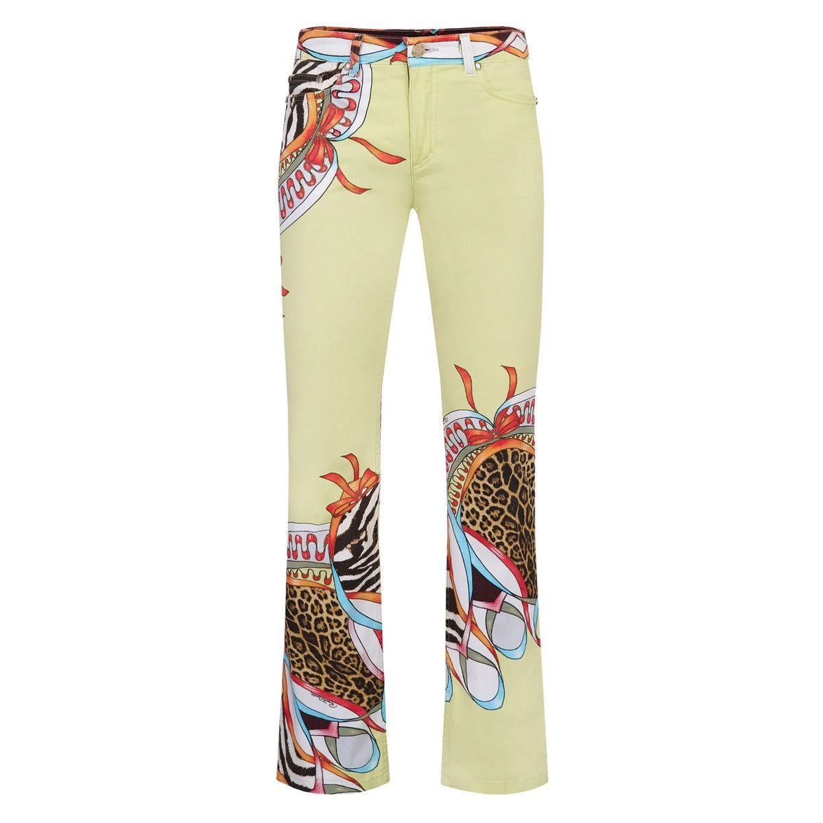 image of Roberto Cavalli Spring 2004 Printed Jeans in Yellow, Women's (Size 30)