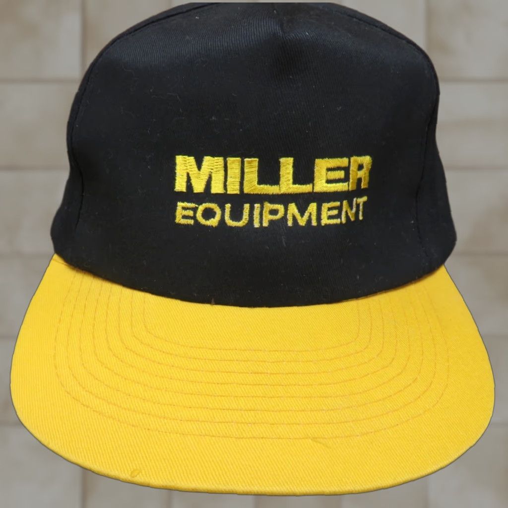Equipment VTG Miller Equipment black yellow snapback hat cap trucker Cap Adults Adjustable Nylon Advertising Look Trucker Mens Womens Boys Girls Size ONE SIZE - 1 Thumbnail