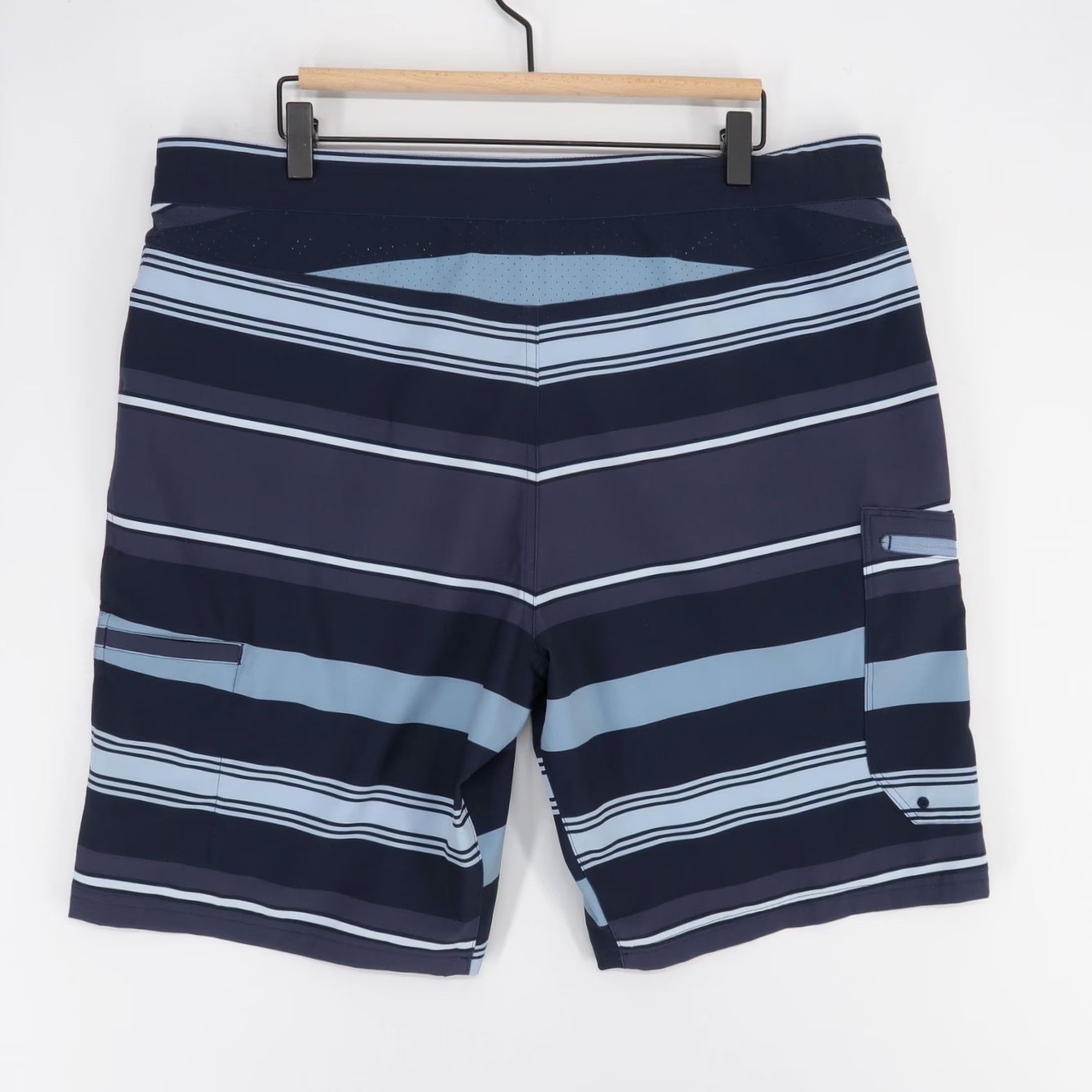 Vintage Simms Board Shorts Mens 38 Blue Striped Quick Dry Pockets Drawstring Size US 38 / EU 54 - 2 Thumbnail