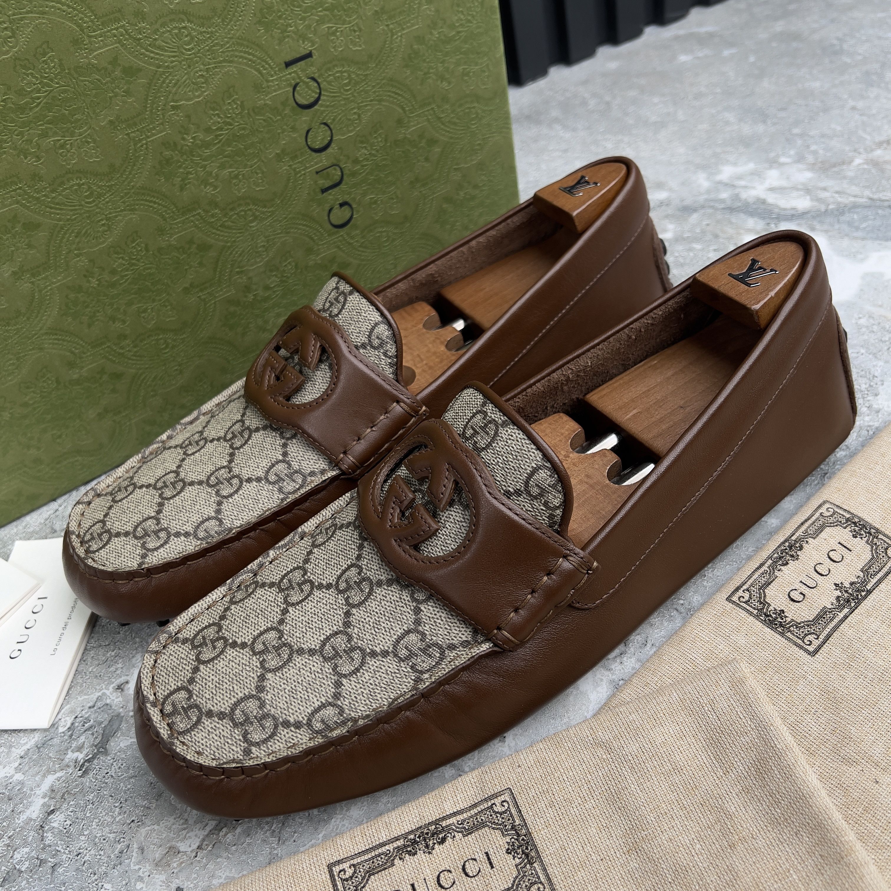 Gucci GUCCI Ayrton Interlocking GG Supreme Canvas Driver Moccasins Size US 9 / EU 42 - 1 Thumbnail