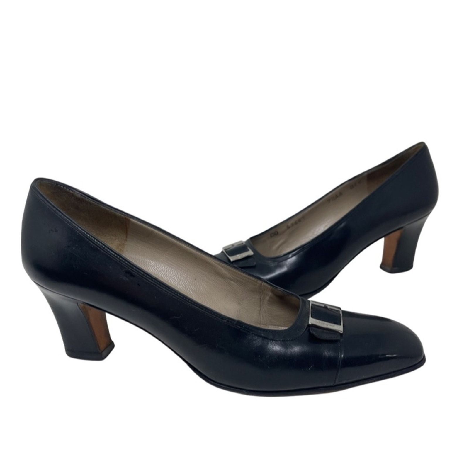 Salvatore Ferragamo Salvatore Ferragamo black smooth leather silver horsebit 7.5 Size US 7.5 / IT 37.5 - 2 Thumbnail
