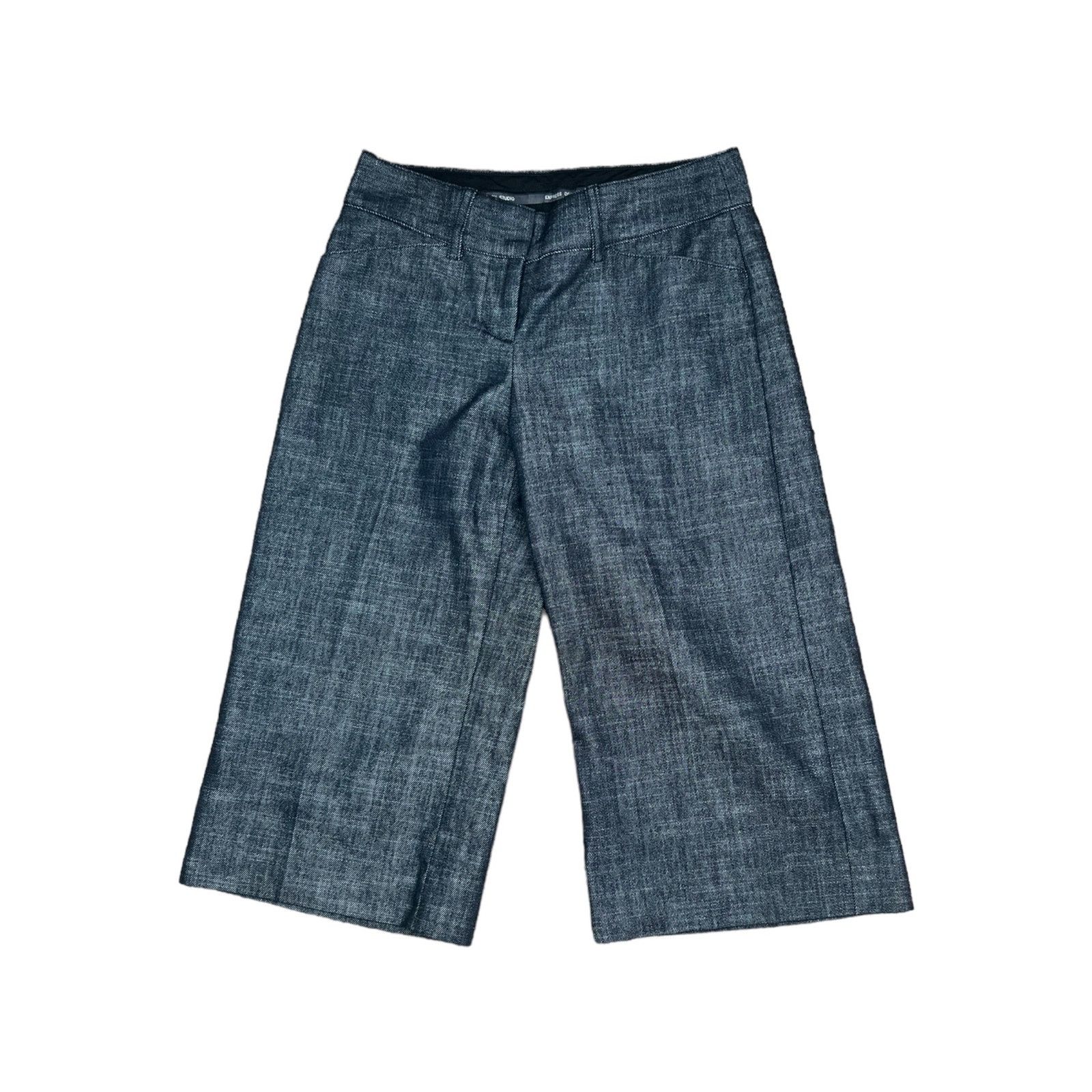 Express Express | Vintage Y2K Denim Trouser Pants Gaucho Editor Size 25" / US 0 / IT 36 - 1 Thumbnail