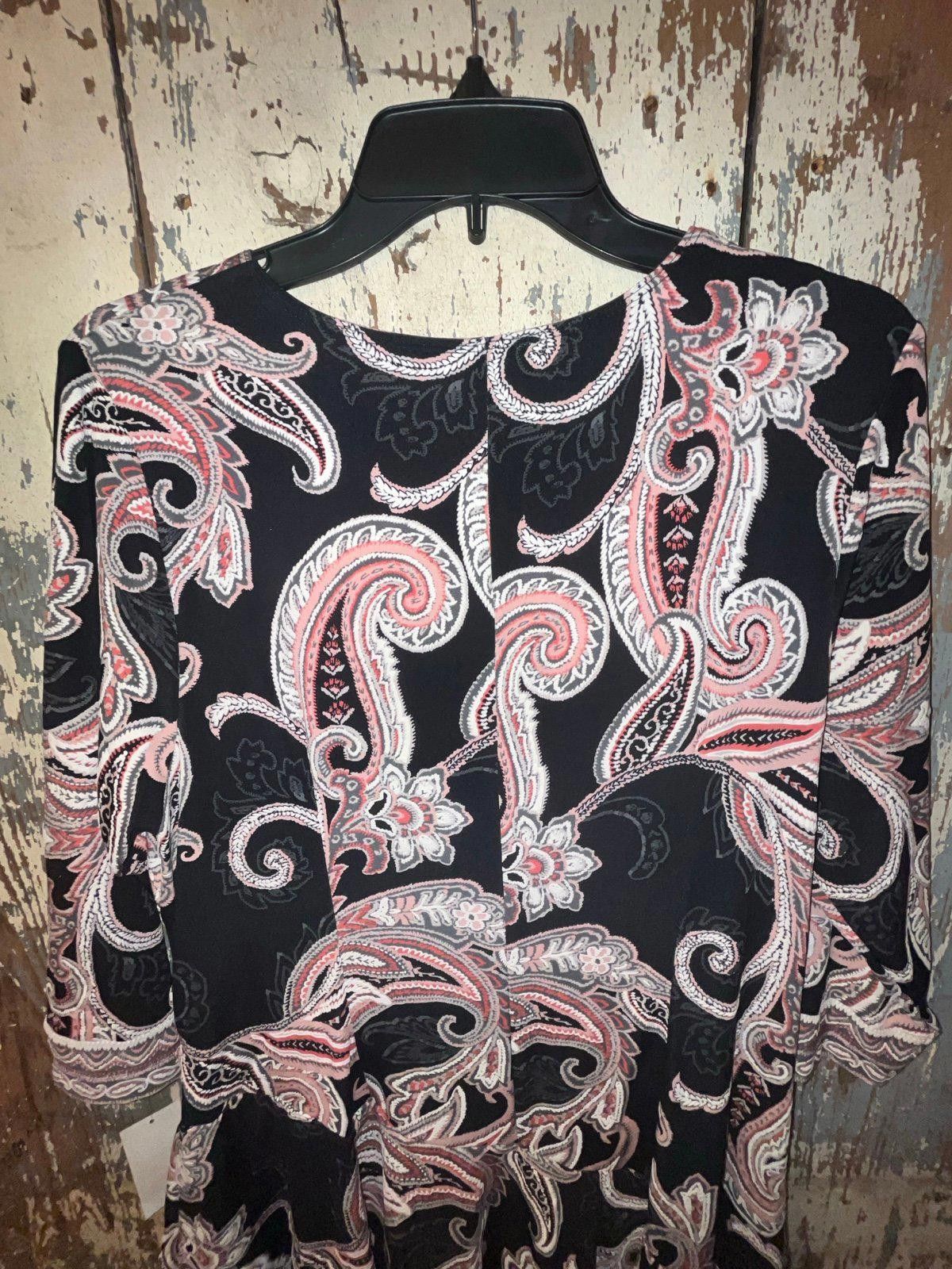 Designer NWT Signature by Robbie Bee 1X dress black paisley Size XL / US 12-14 / IT 48-50 - 6 Thumbnail