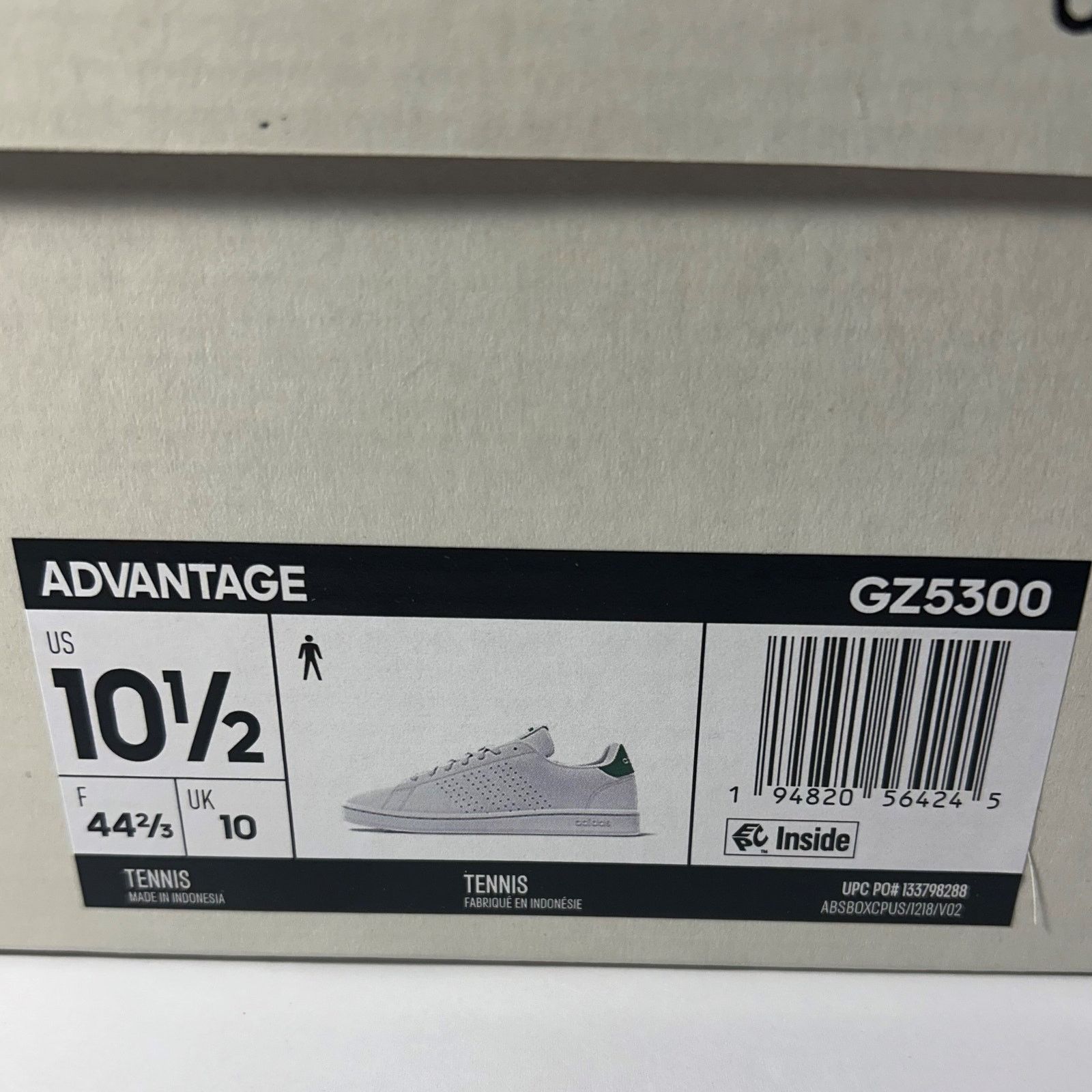 Adidas Mens Adidas Advantage Cloudfoam White/Green Size 10.5 GZ5300 Size US 10.5 / EU 43-44 - 10 Thumbnail