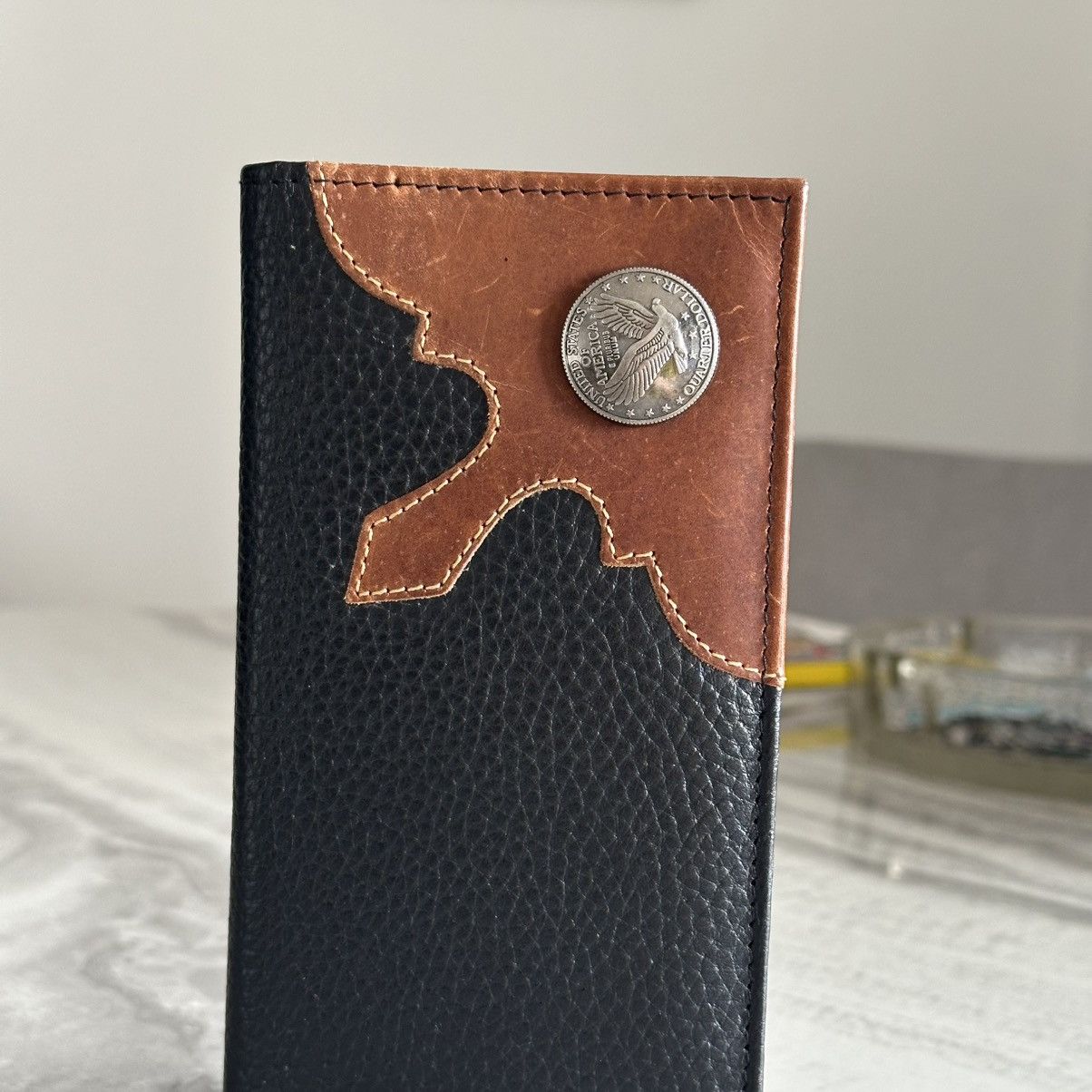 Other American Bison Black Brown Rodeo Bifold Leather Wallet Size ONE SIZE - 2 Thumbnail