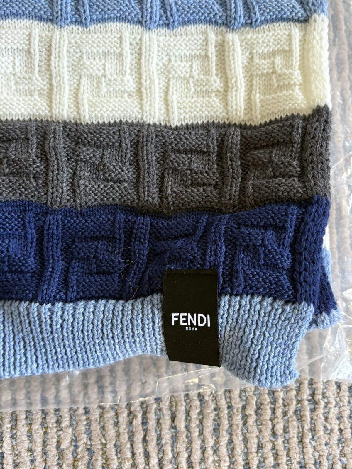 Fendi Knitted Wool FF Stripe Pattern Scarf Size ONE SIZE - 2 Thumbnail