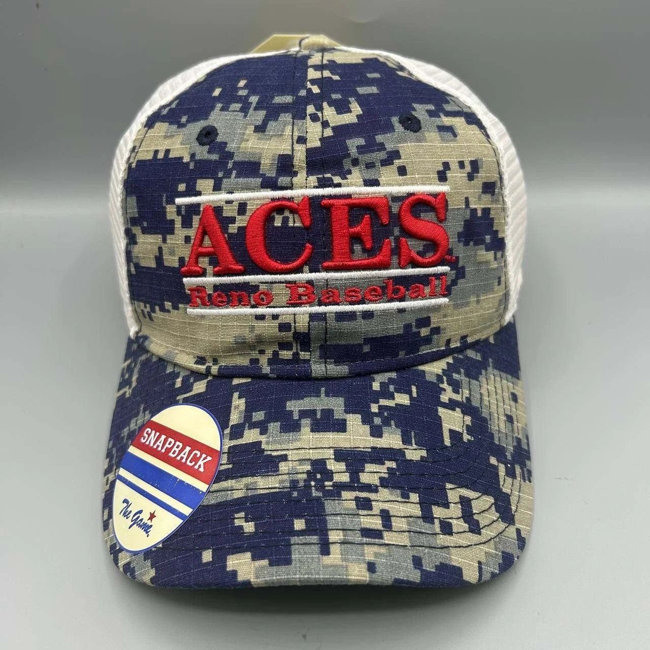 The Game Vintage Reno Aces Trucker Hat Men Blue Camo MiLB Snap Back Size ONE SIZE - 1 Thumbnail