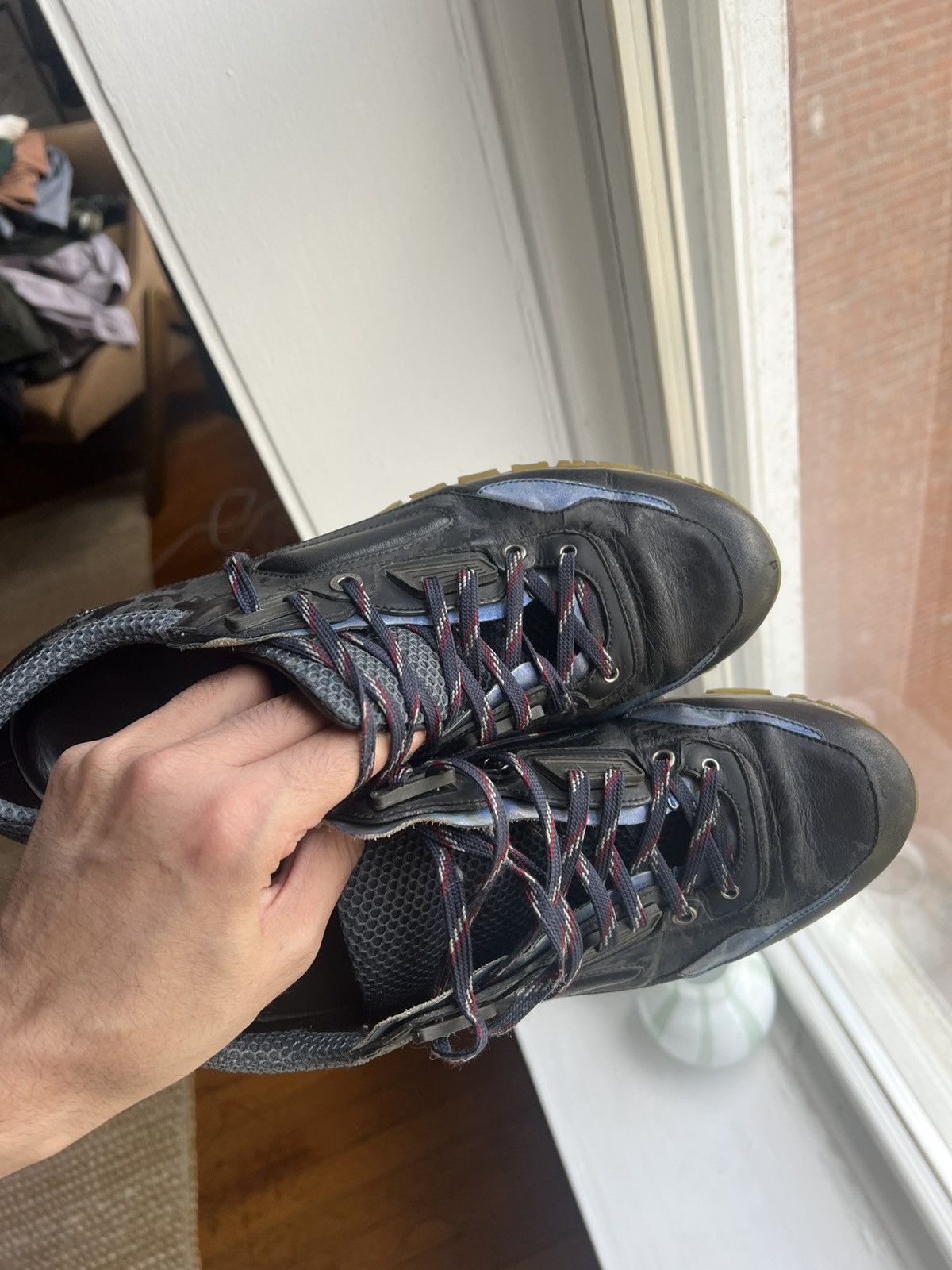 Lanvin Lanvin Lambskin and Mesh Lowtop Sneakers Size US 11 / EU 44 - 3 Thumbnail