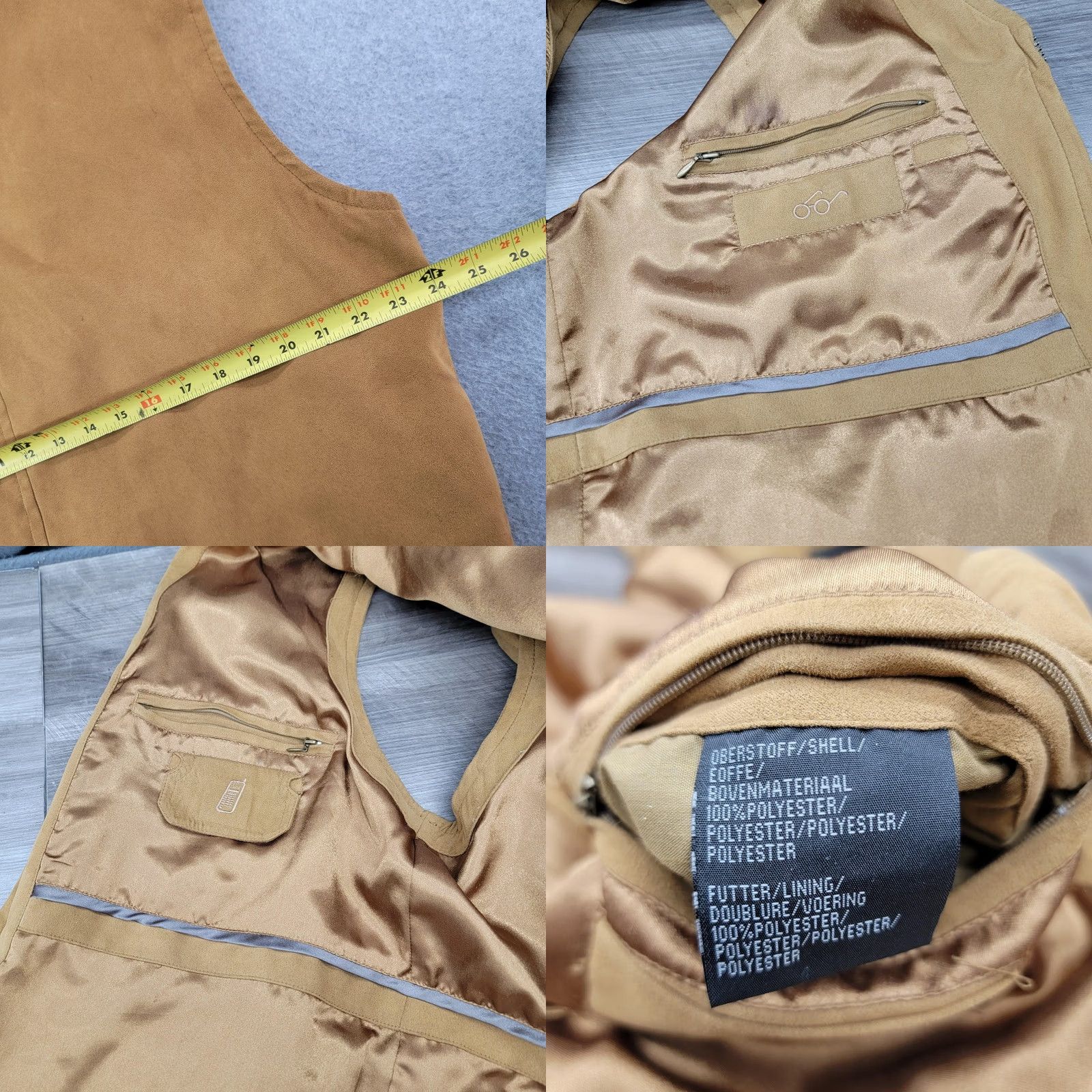 Vintage C.comberti Vest Mens XL Beige Microfiber Lined Full Zip Pockets Military Jacket (Short) Mens Size US XL / EU 56 / 4 - 8 Thumbnail