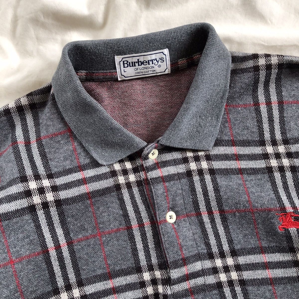 Burberry × Vintage BURBERRYS Nova Check Plaid Longsleeve Polo Size US L / EU 52-54 / 3 - 5 Thumbnail