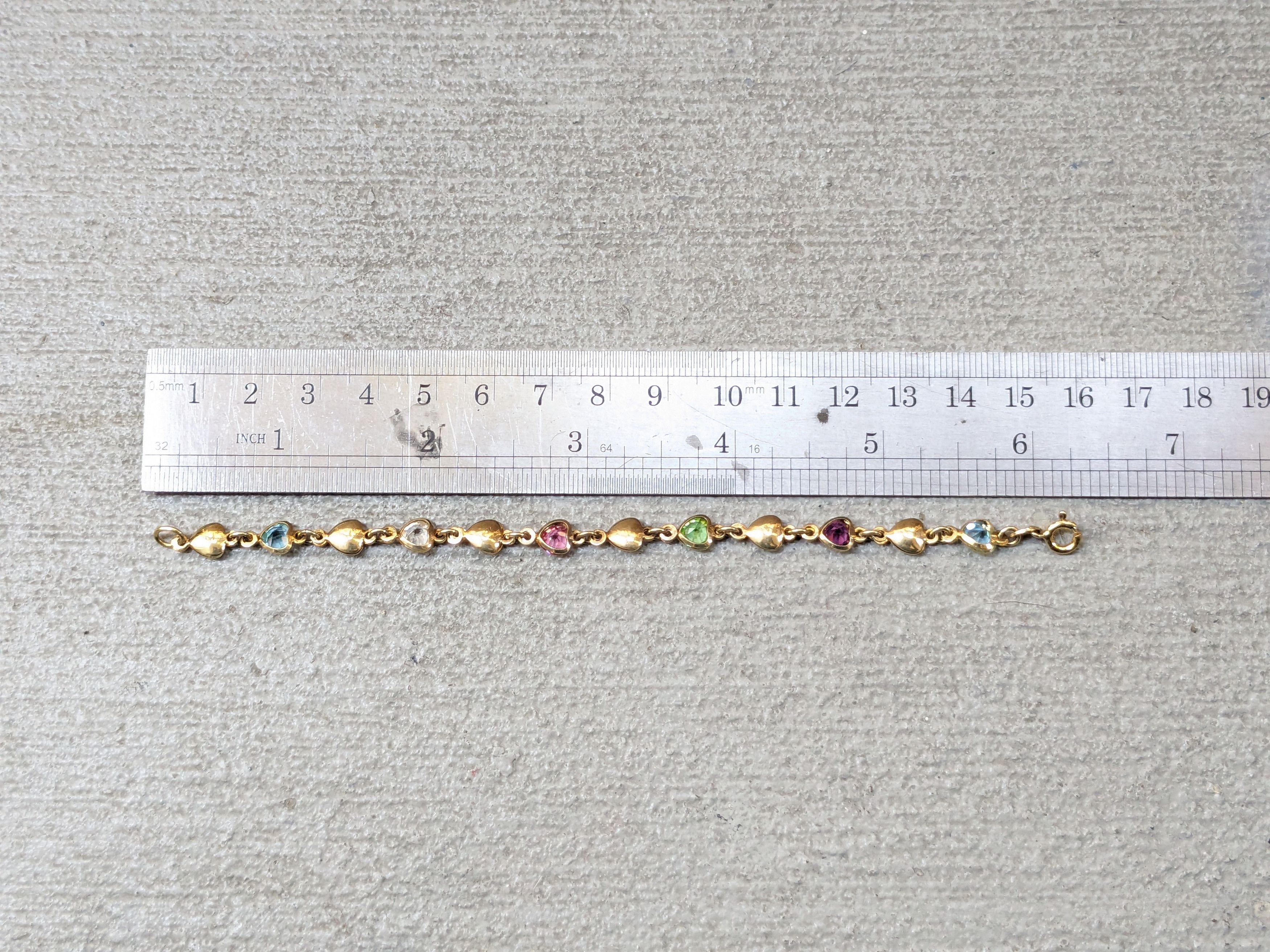 Jewelry Vintage Sterling Silver Bracelet Heart Rainbow Gold Plate Size ONE SIZE - 13 Thumbnail