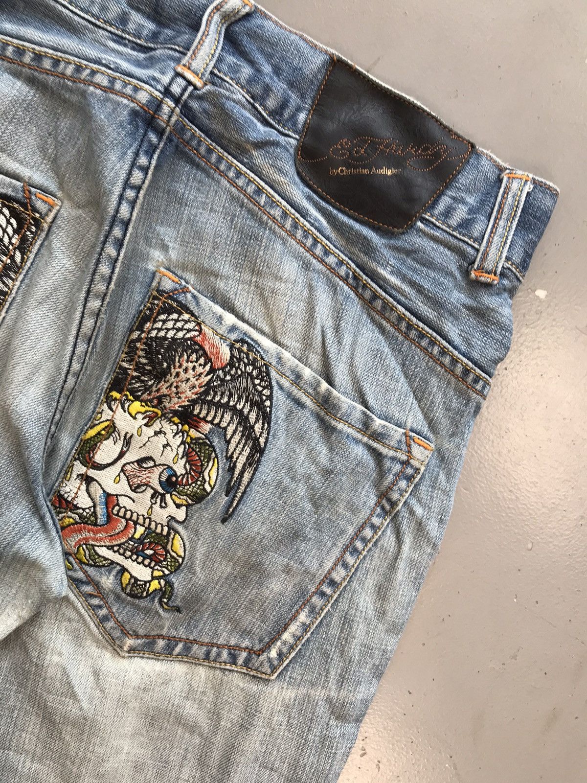 Ed Hardy × Vintage Vintage Edhardy distressed crazy embroidered denim Size US 32 / EU 48 - 12 Thumbnail