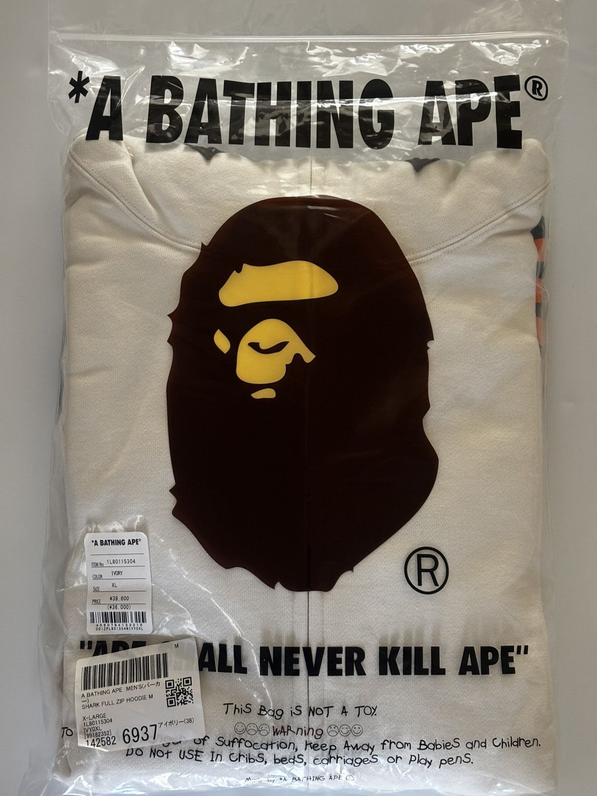Bape Authentic ape bape shark full zip hoodie ivory XL new Size US XL / EU 56 / 4 - 14 Thumbnail