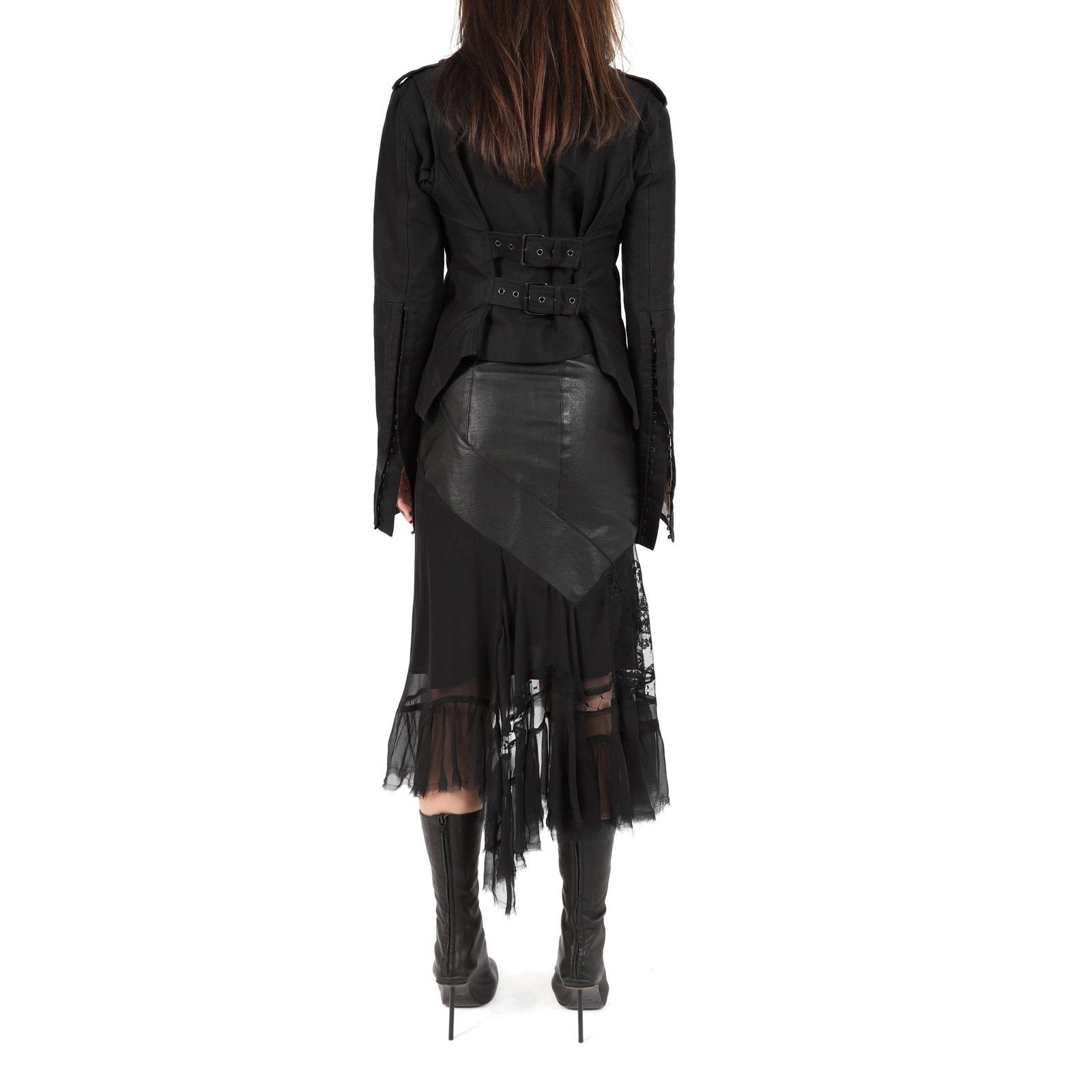Haider Ackermann FW17 Belted Military Jacket in Black Cotton Size XS / US 0-2 / IT 36-38 - 2 Thumbnail