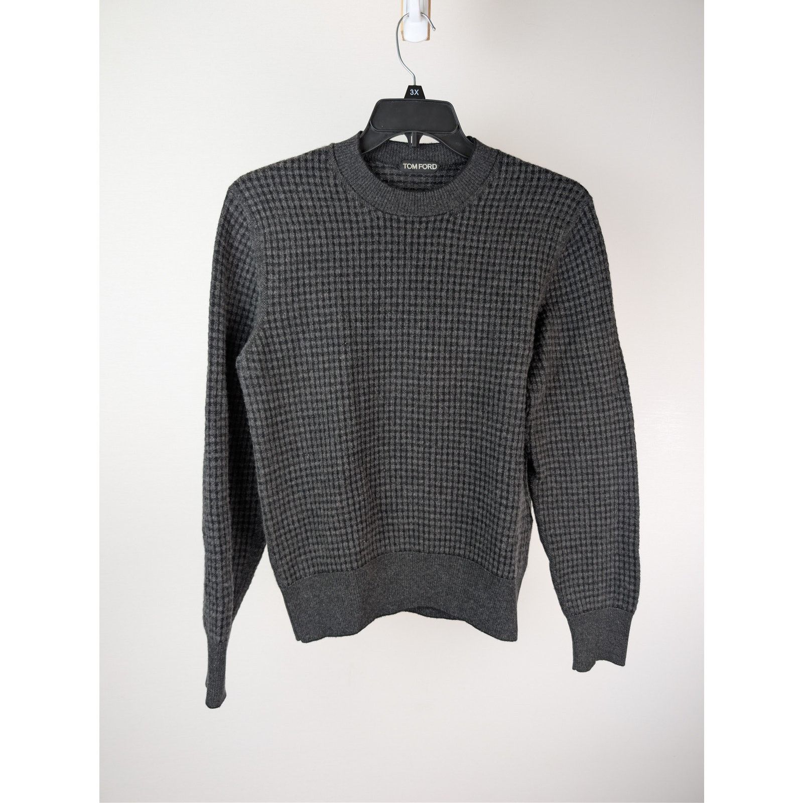 Tom Ford o1rshd1 CC20 checkered crewneck sweater in Grey Size US M / EU 48-50 / 2 - 2 Thumbnail