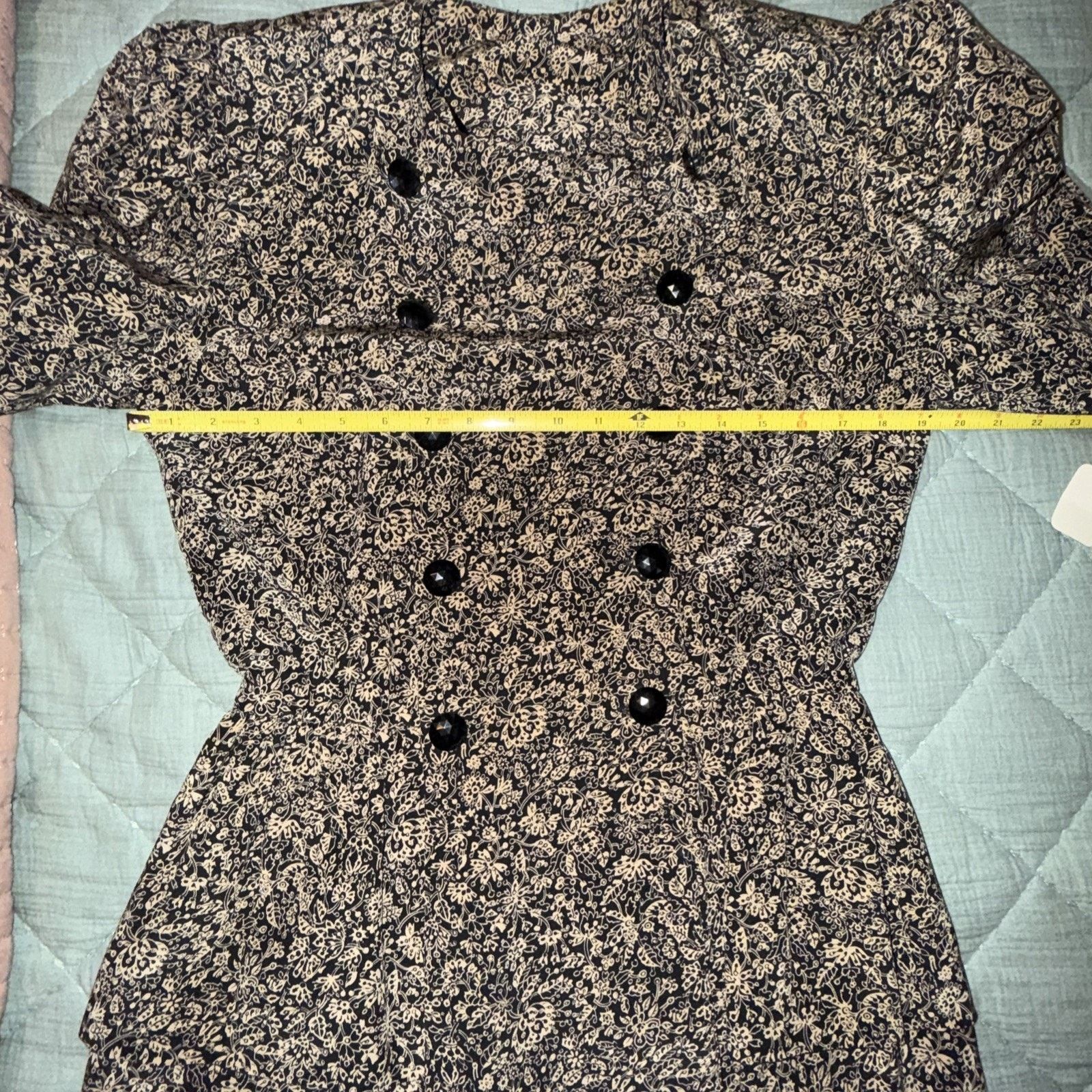 Other 100% Silk Vintage Dark Floral Y2K Peplum Puff sleeve cottage Size L / US 10 / IT 46 - 11 Thumbnail