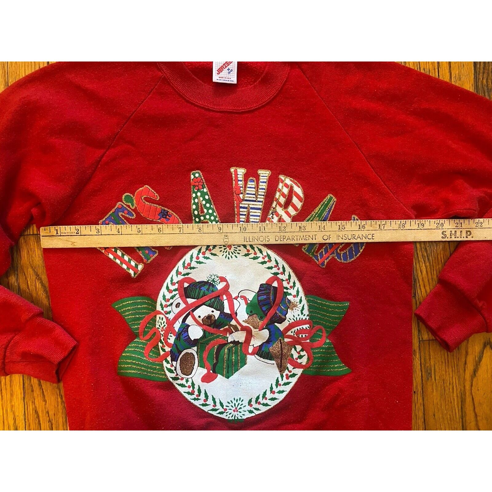 Jerzees VTG USA Christmas Sweatshirt Womens M Bear Sweater Crew Size M / US 6-8 / IT 42-44 - 7 Thumbnail